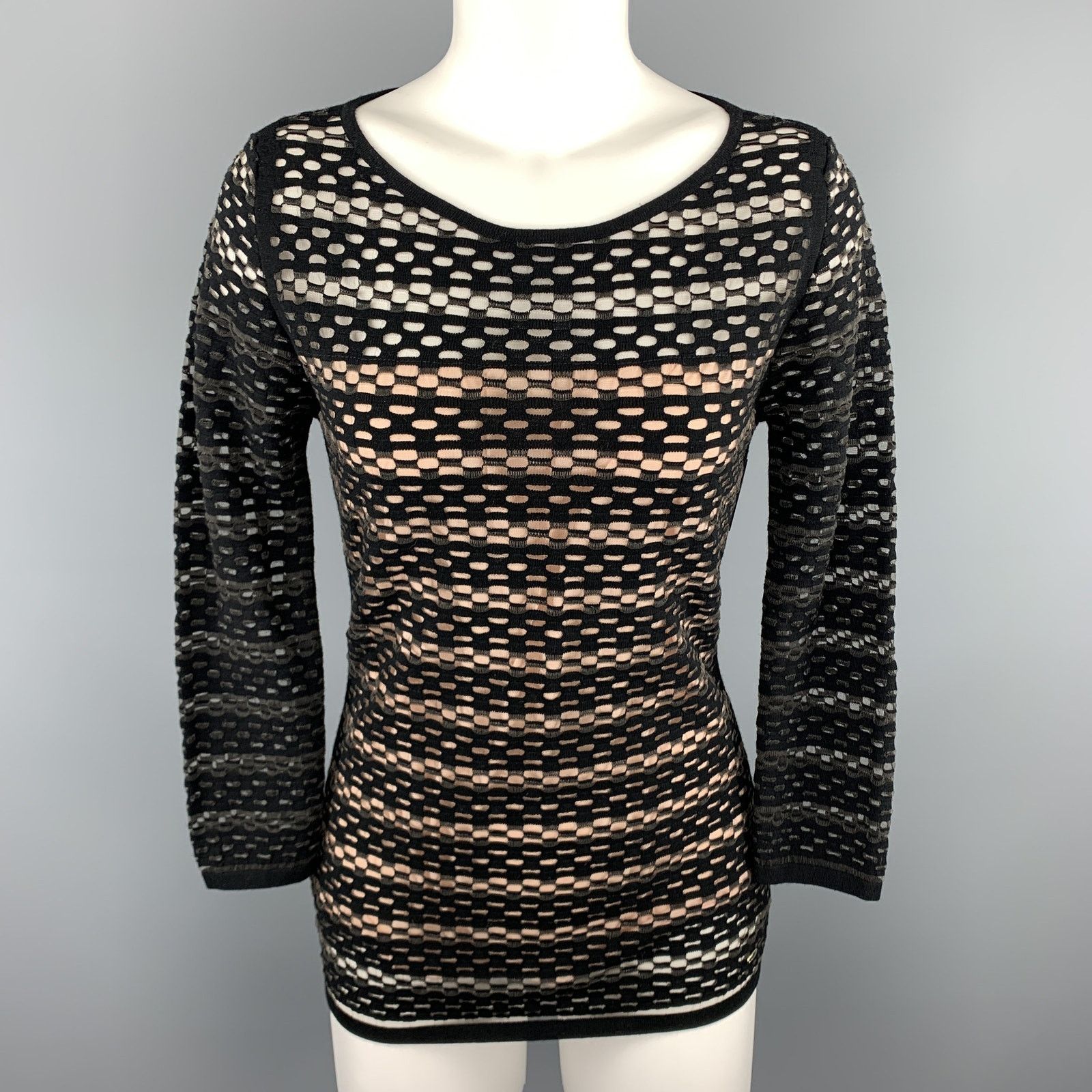 Escada ESCADA Size S Black Striped Mesh Lined Pullover Size S / US 4 / IT 40 - 1 Thumbnail