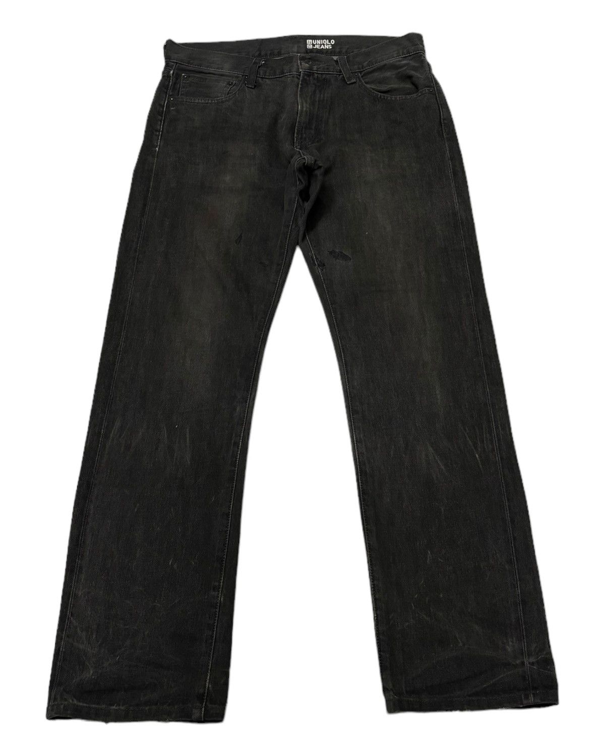 image of Jun Takahashi x Uniqlo Japan Selvedge Distressed Black Denim Jeans, Men's (Size 32)