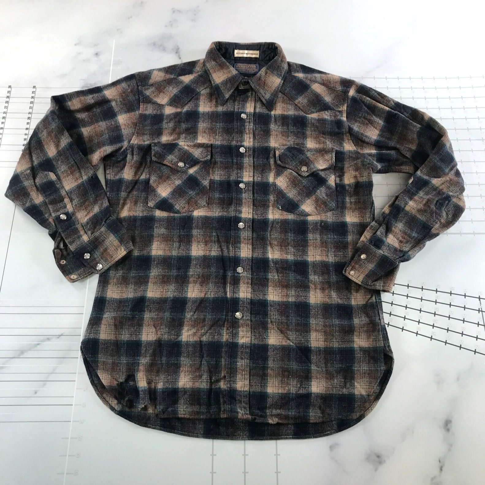 image of Vintage Pendleton Button Down Shirt Womens Medium Brown Gray High Grade Western in White