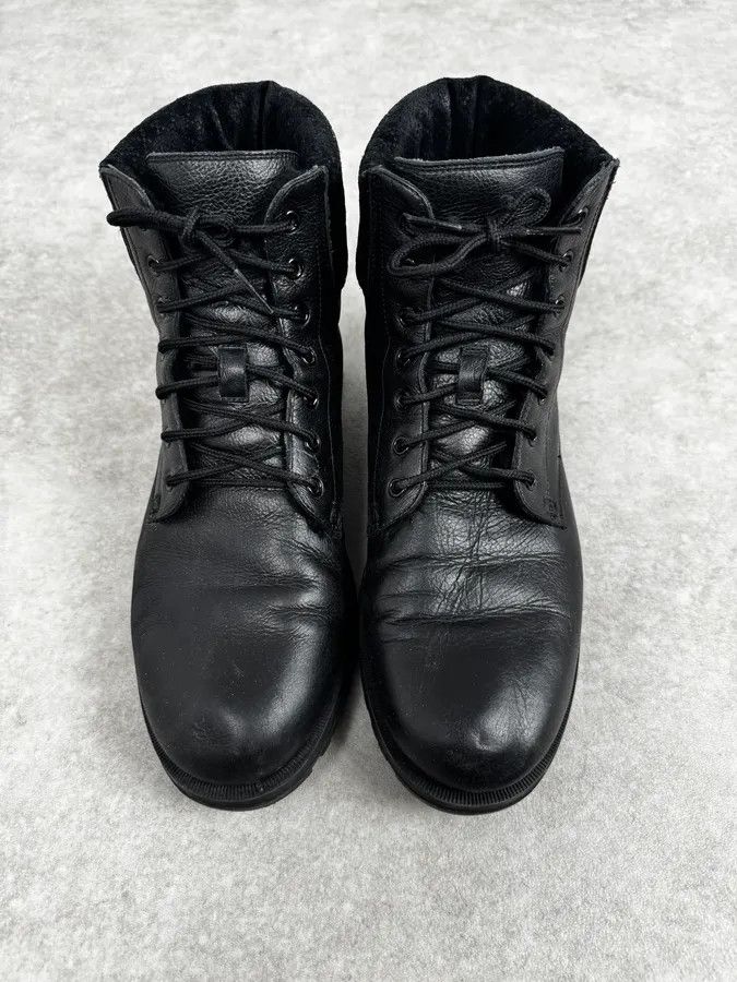 Gucci Gucci Black Leather Lace-Up Textured Cuff Boots Size US 9 / EU 42 - 4 Thumbnail