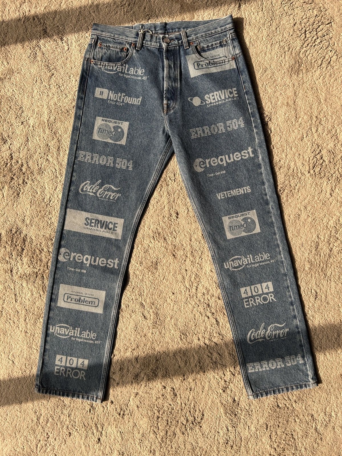 image of Vetements Fw18-19 All Error Jeans in Blue, Men's (Size 33)