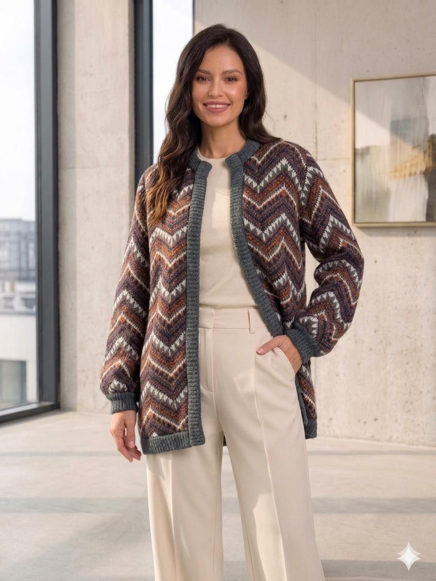 Escada Escada RARE Vintage Metallic Chevron Knit Bomber Jacket 80s Size M / US 6-8 / IT 42-44 - 1 Thumbnail