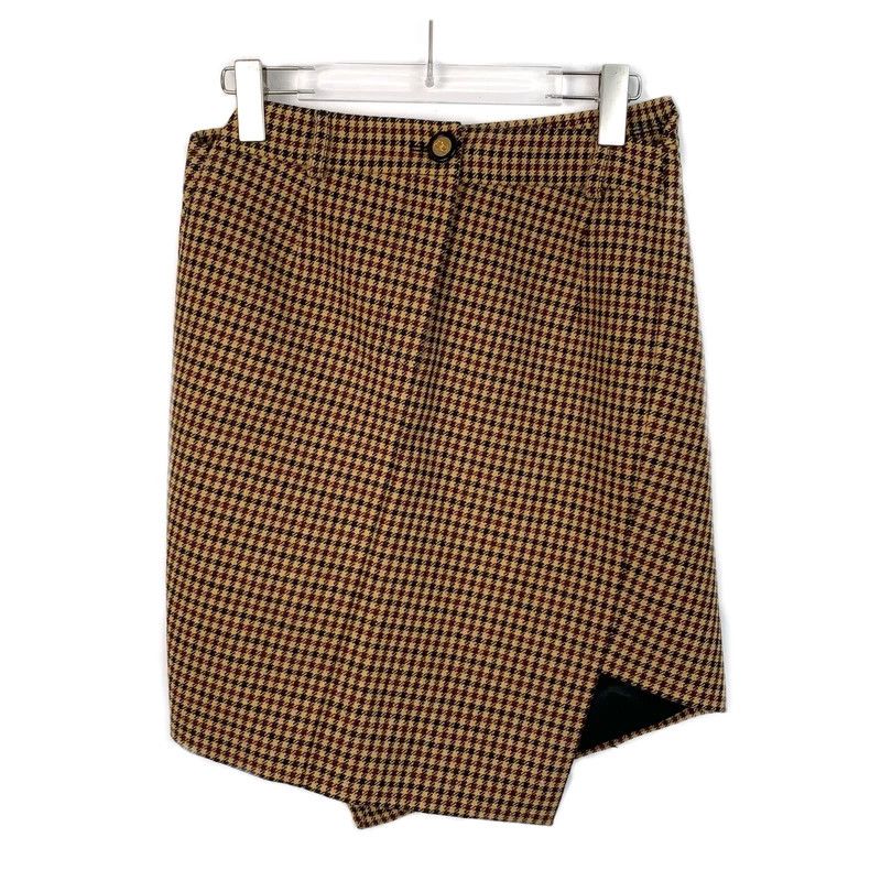 Balenciaga Balenciaga Brown wool plaid irregular culottes Size 24" / US 00 / IT 34 - 1 Thumbnail