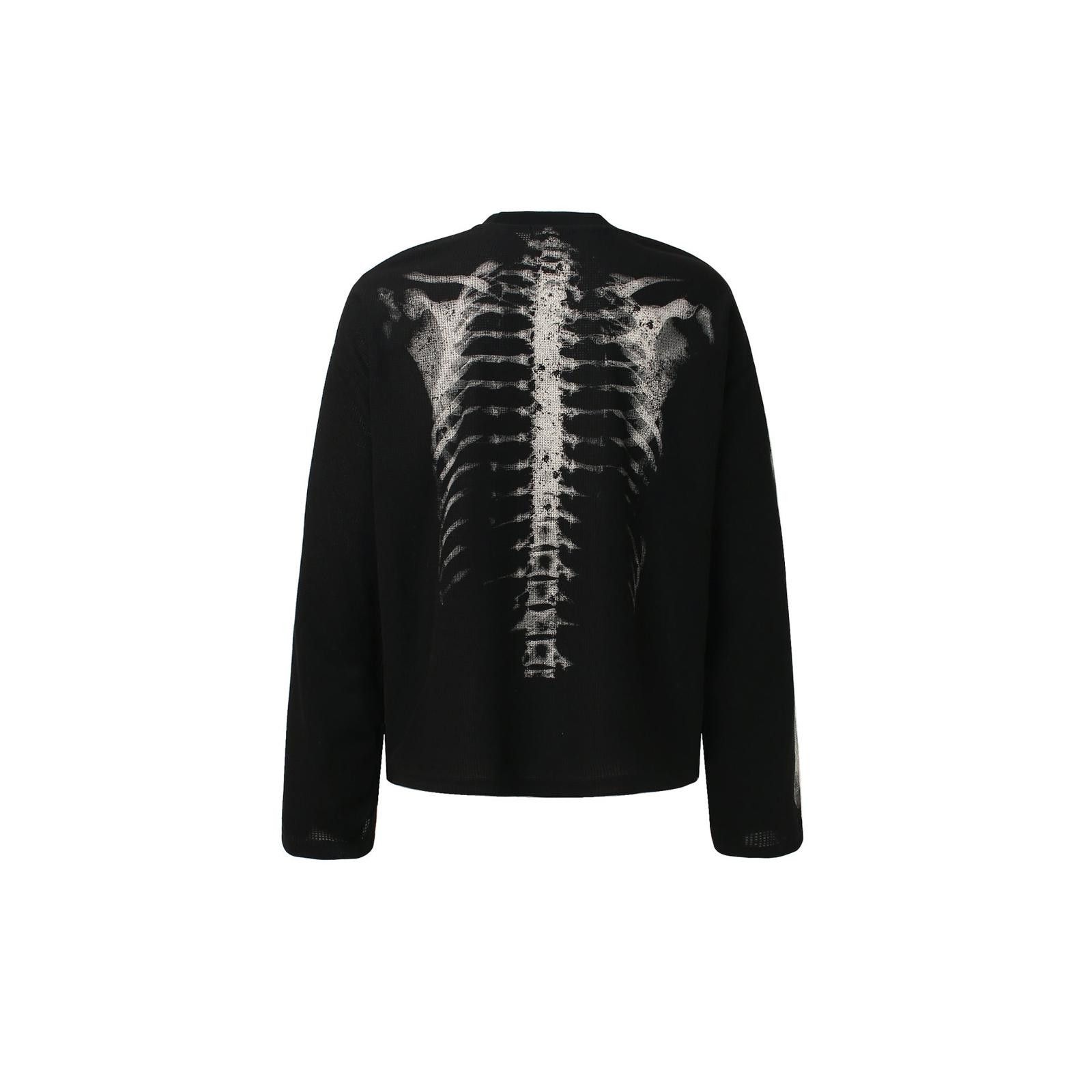 Japanese Brand Black Skeleton Print Long Sleeve Shirt, Graphic Tee Size US M / EU 48-50 / 2 - 2 Thumbnail