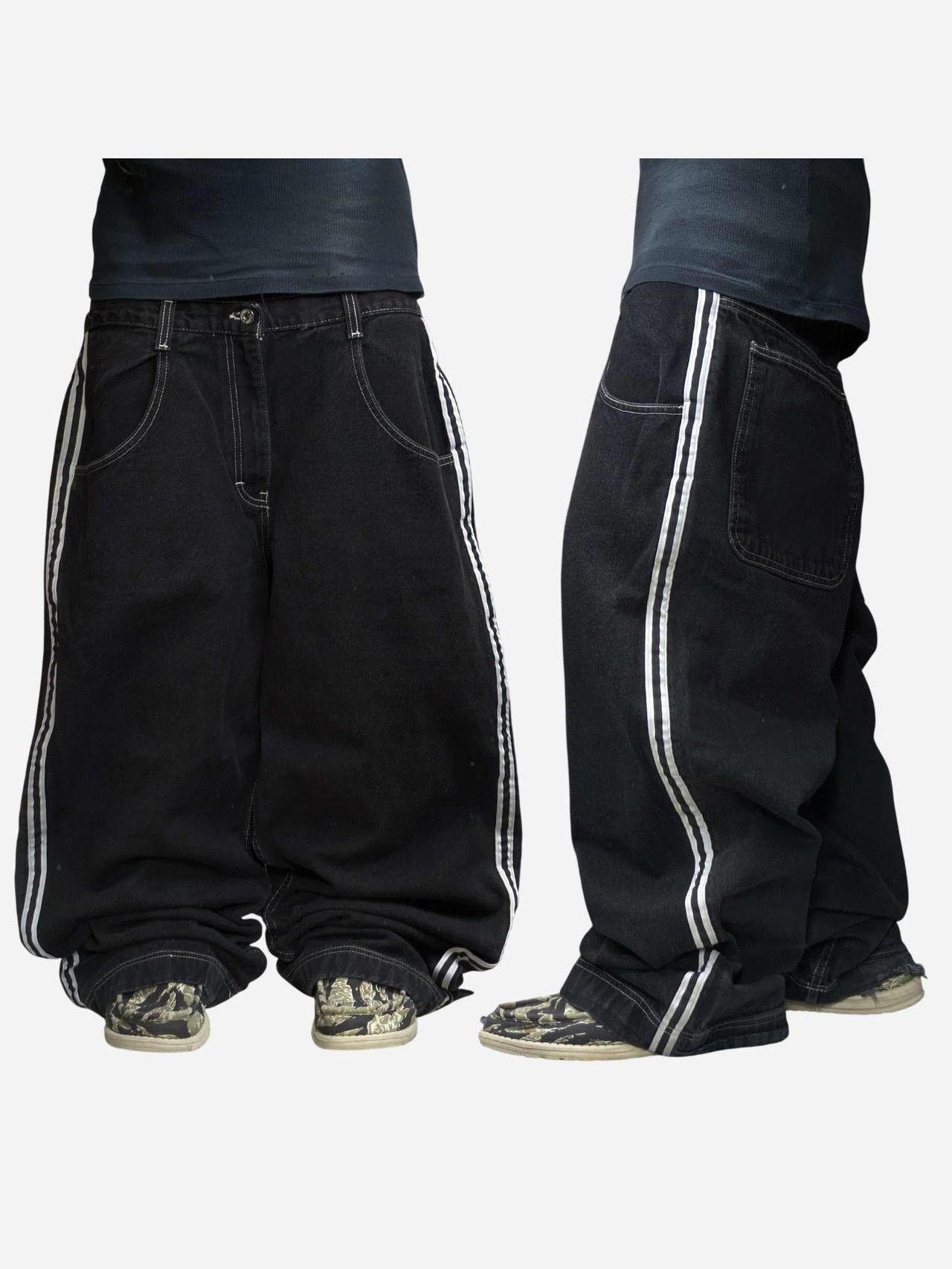 JNCO × Southpole × Streetwear VTG UTILITY Wide Leg Side Striped