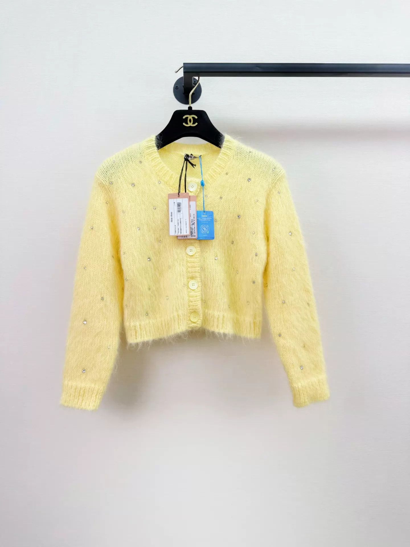 Miu Miu MIU MIU Women's Mohair Rhinestone Cardigan NWT 38 Size XS / US 0-2 / IT 36-38 - 1 Thumbnail