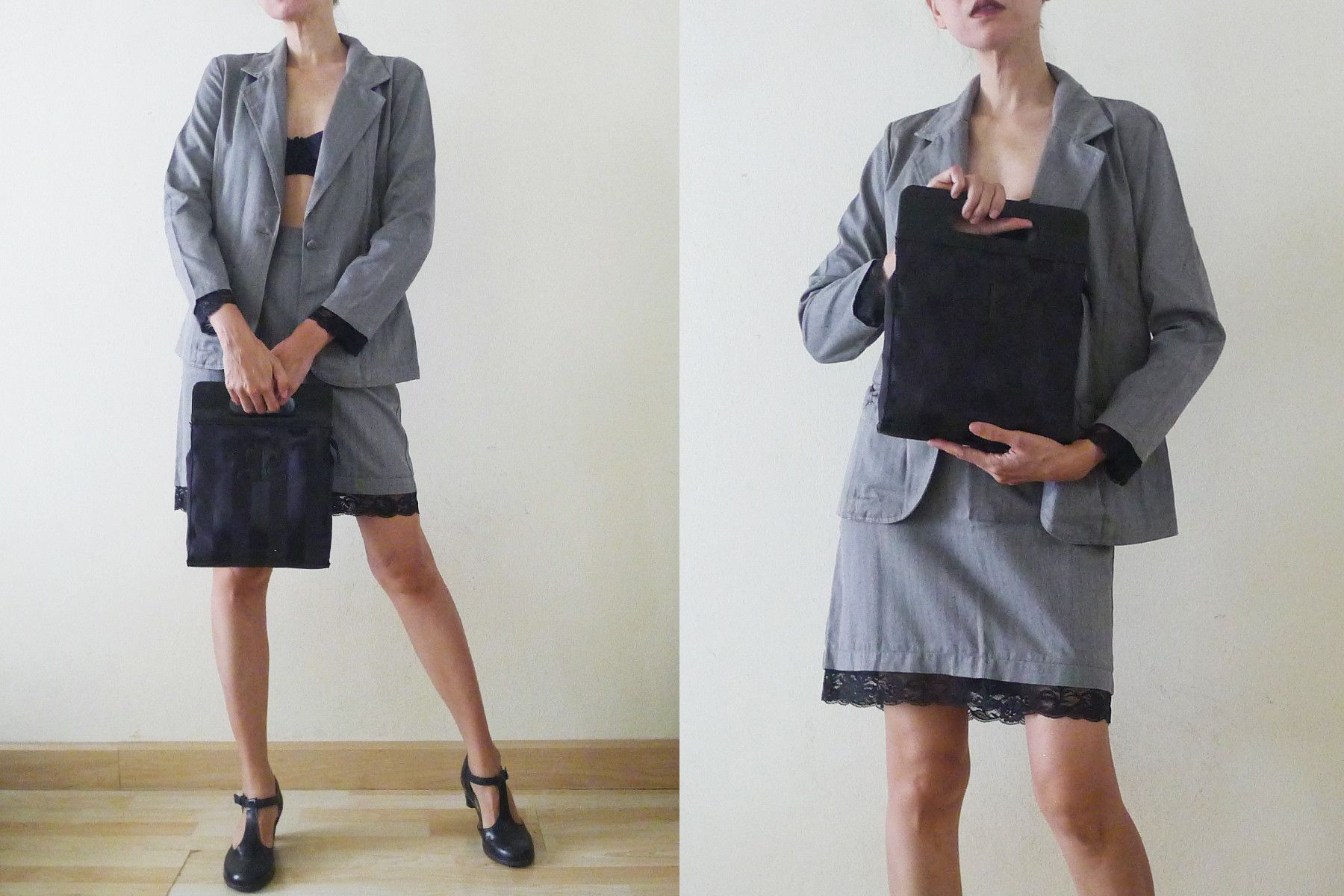Courreges COURRÈGES PARIS Black nylon handbag with Striped textured Size ONE SIZE - 4 Thumbnail