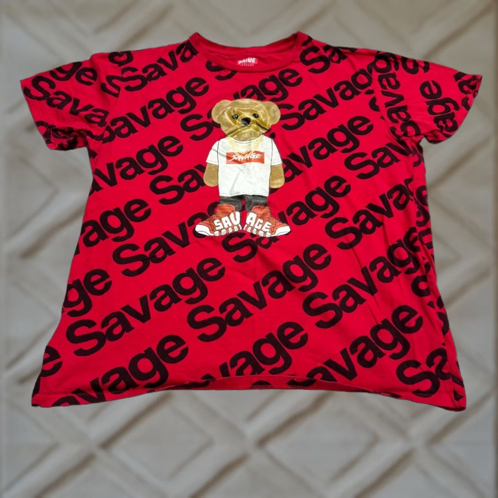 Gloverall Prime Threads T-Shirt Mens 2XL Red Savage Bear Graphic Tee Short Sleeve Crew Neck Streetwear Size US XXL / EU 58 / 5 - 1 Thumbnail
