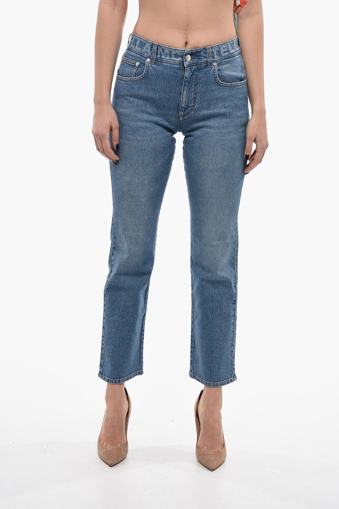 Stella McCartney og1mm0824 Cotton Regular Fit Denims With Belt in Blue Size 29" - 1 Thumbnail