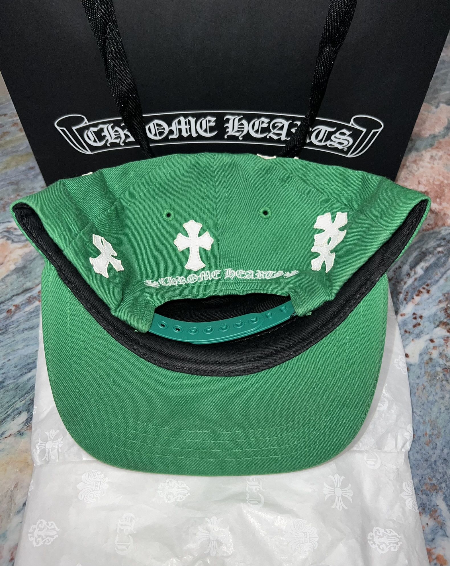 Chrome Hearts Chrome Hearts Cross Patch Baseball Hat (Green) Size ONE SIZE - 2 Thumbnail