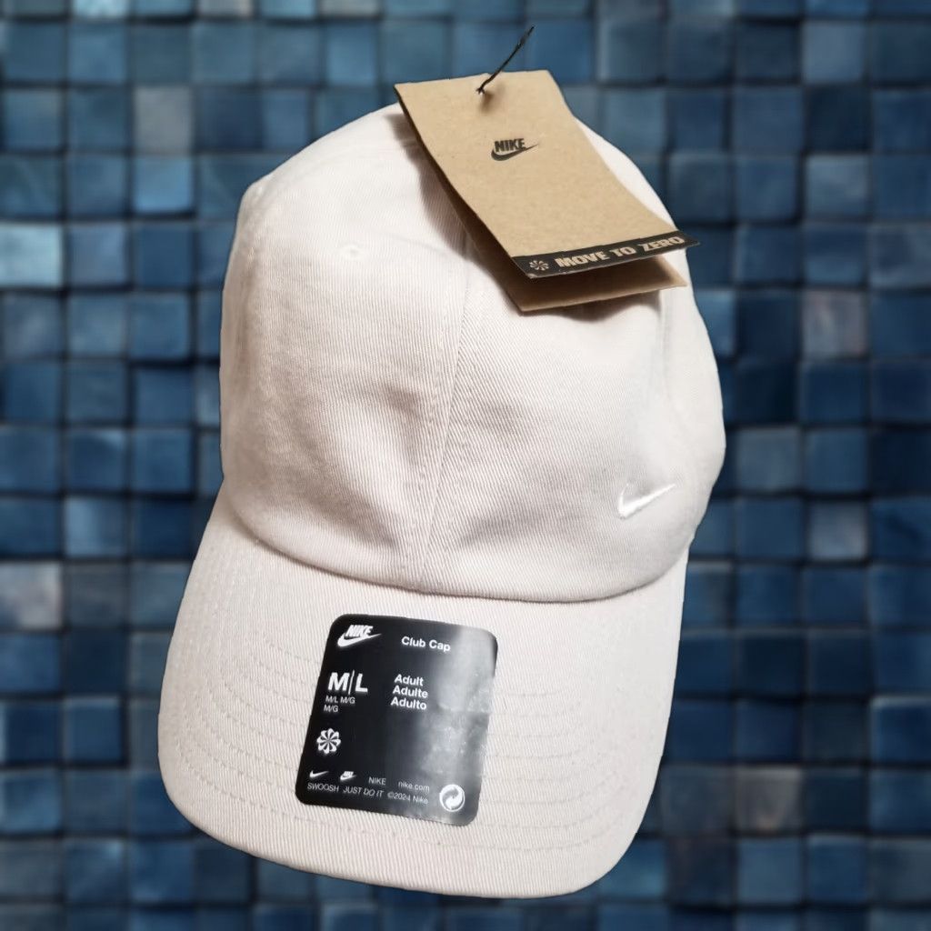 Nike Nike Hat Cap Strap Back M/L White Club Cap Swoosh Embroidered Mens Golf Tennis Size ONE SIZE - 1 Thumbnail