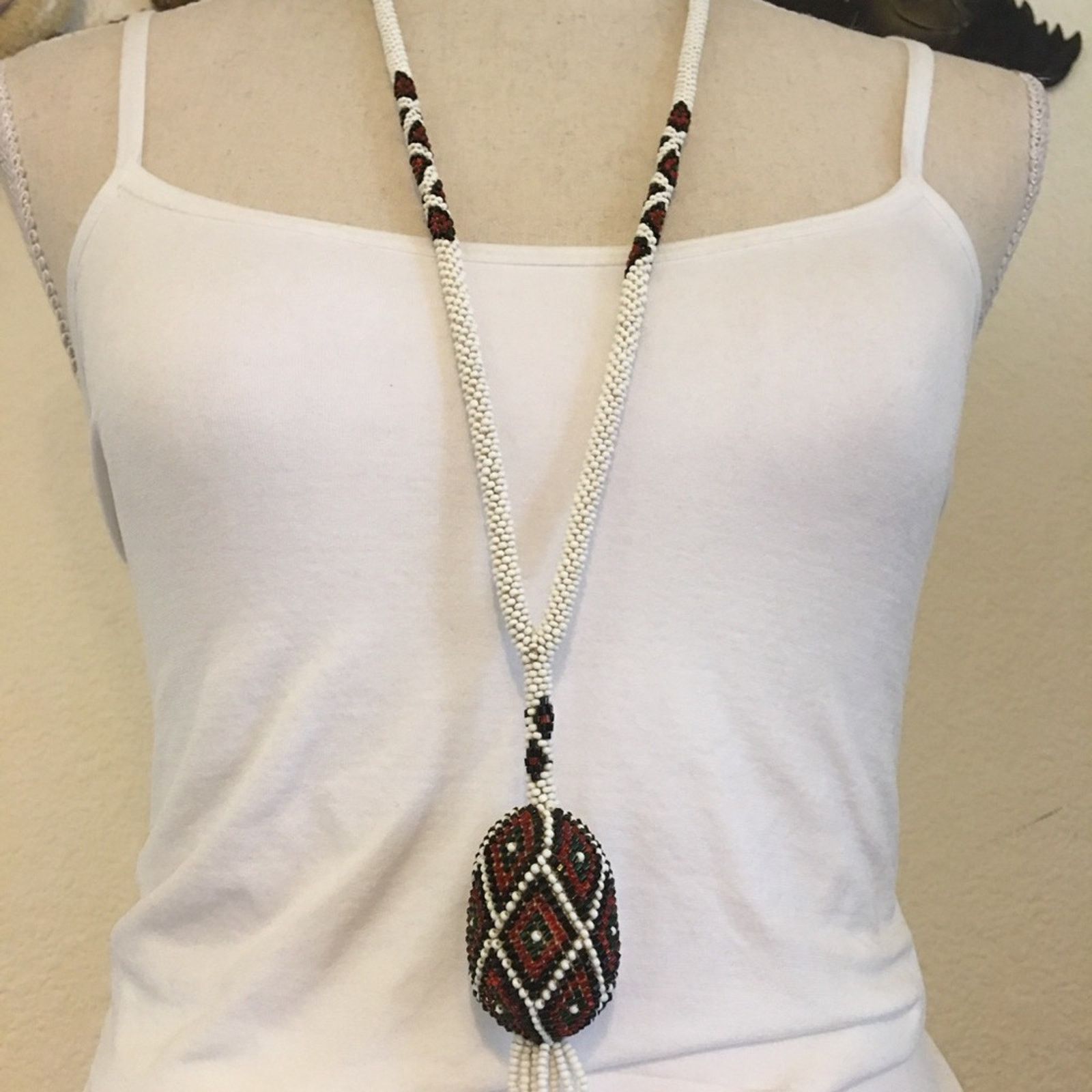 Jewelry Handmade seed bead pineapple fringe necklace Size ONE SIZE - 1 Thumbnail