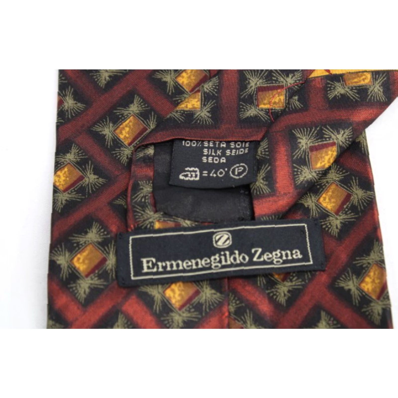 Ermenegildo Zegna VINTAGE Ermenegildo Zegna Necktie Men’s Designer Silk Geometric Brown Gold Italy Tie Brown Gold Geometric Silk 55.5" Short N/A Size ONE SIZE - 3 Thumbnail