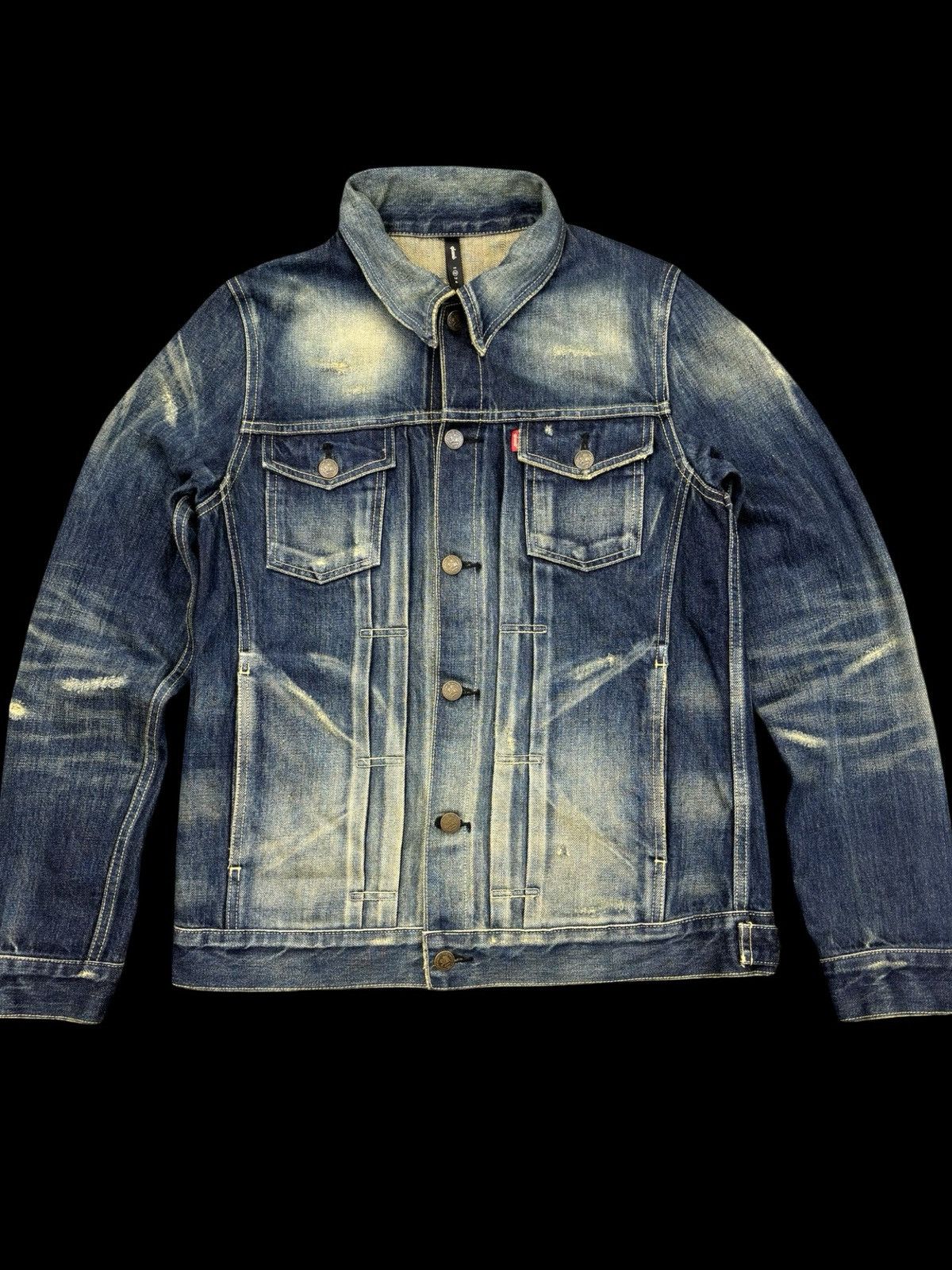 Japanese Brand 💥Selvedge Trucker💥glamb Sick Fades Distressed Trucker F818 Size US XS / EU 42 / 0 - 1 Thumbnail