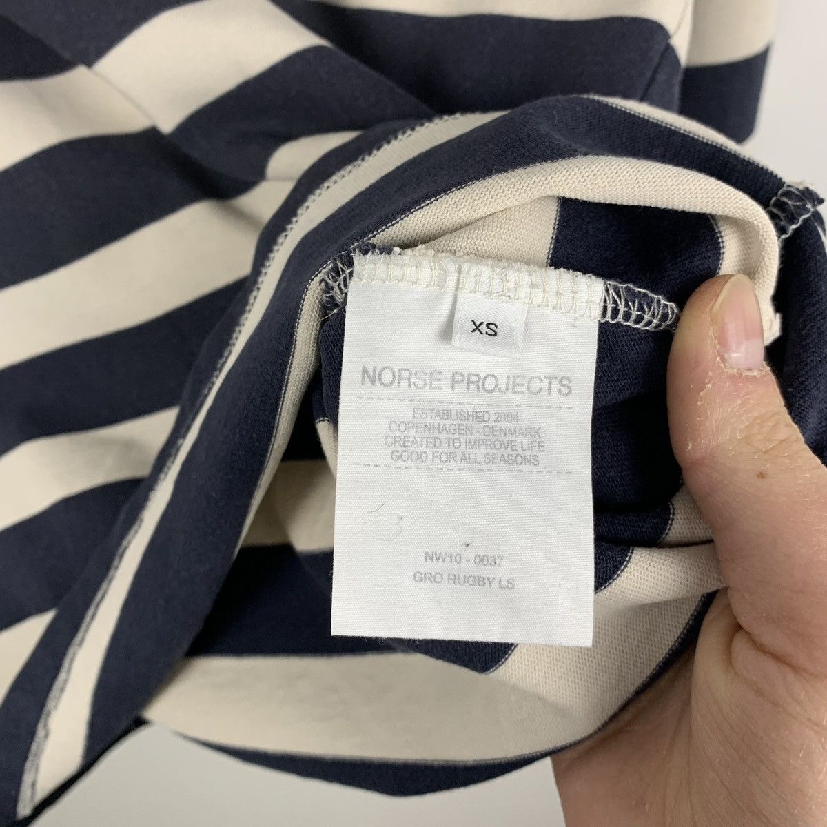 Norse Projects Norse Project Striped Long Sleeve T-Shirr Size XS White Blue Size XS / US 0-2 / IT 36-38 - 8 Thumbnail