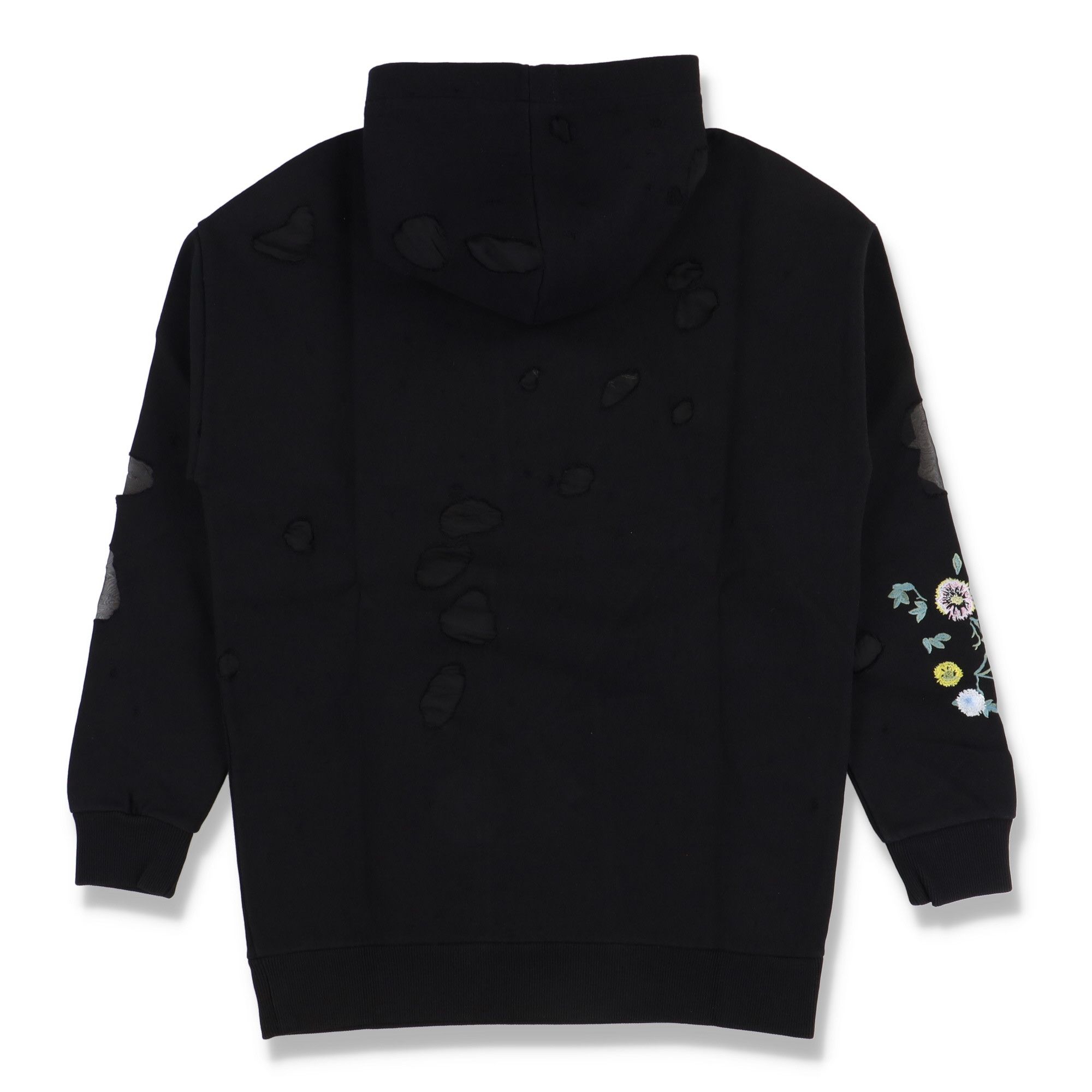 Givenchy Black Embroidered Floral Destroyed Logo Hoodie Size US XS / EU 42 / 0 - 8 Thumbnail