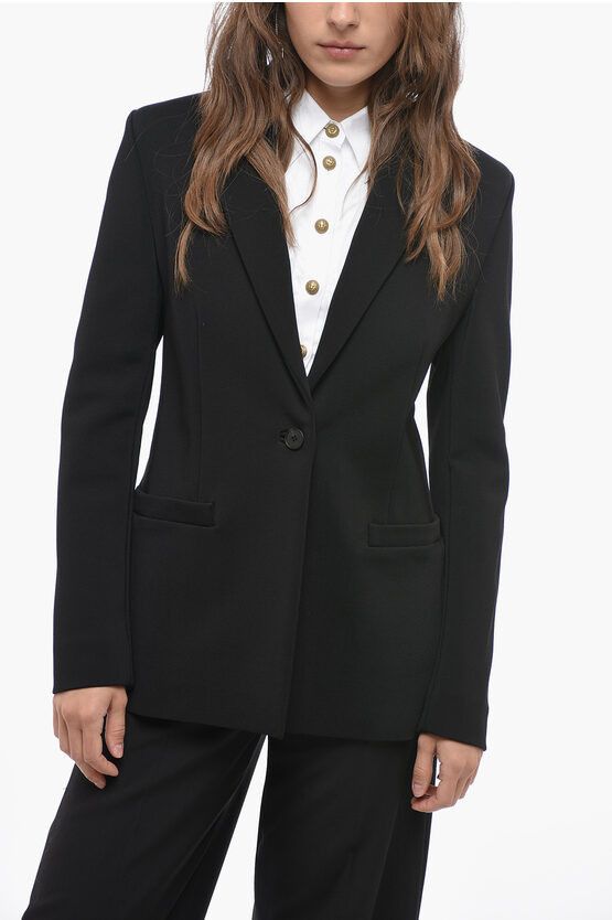 image of Givenchy Stretch Fabric Unlined Blazer With Flush Pockets in Black, Women's (Size Medium)