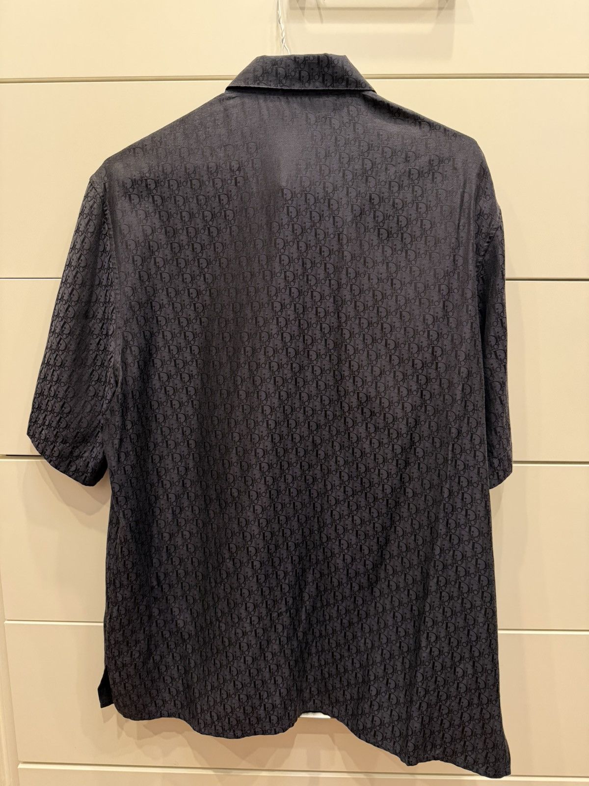 Dior Dior Navy Blue Monogram Logo Silk button up short sleeve Size US M / EU 48-50 / 2 - 2 Thumbnail
