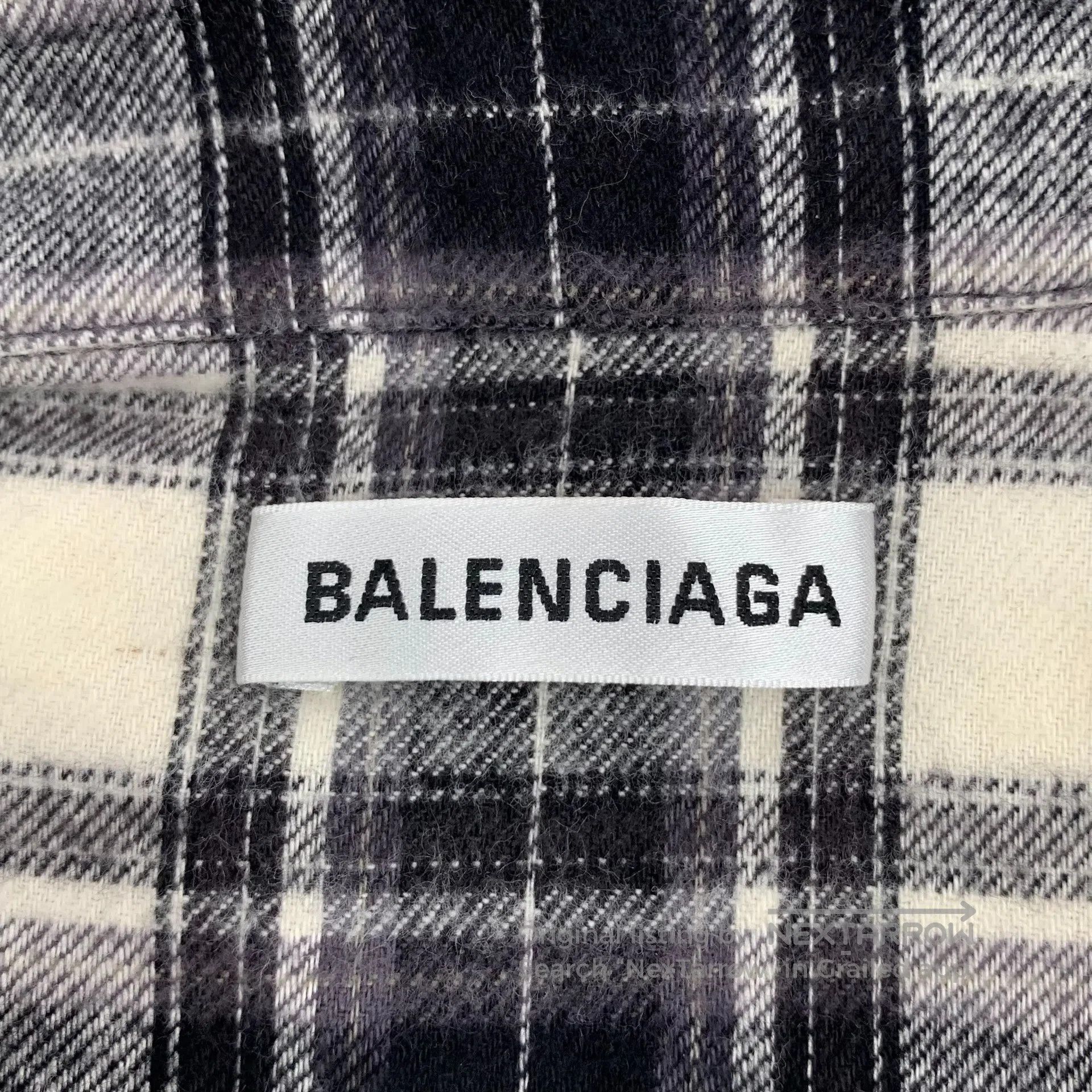 Balenciaga Balenciaga Black checkered cotton lapel long sleeve shirt| Size XS / US 0-2 / IT 36-38 - 5 Thumbnail