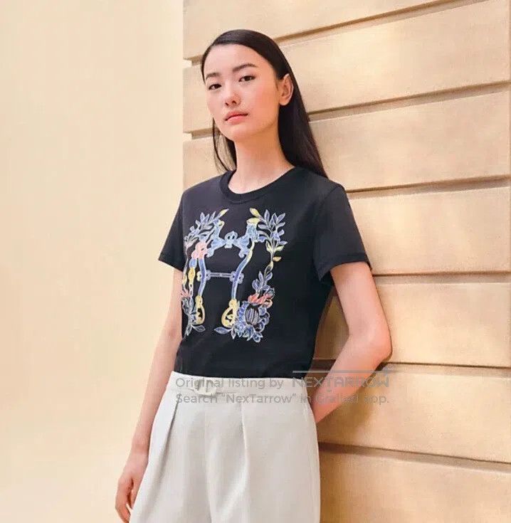 Hermes Hermes Black Lock扣Floral Print Cotton Round Collar Short S Size S / US 4 / IT 40 - 9 Thumbnail
