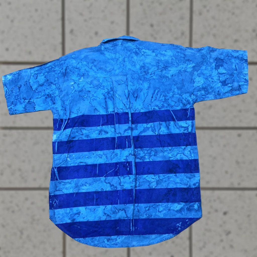 Bugle Boy VINTAGE Bugle Boy Shirt Men M Surf Grunge Abstract 90s Y2k Tie Dye Paint Stripe Blue Tie Dye Striped Button-Up Size US M / EU 48-50 / 2 - 1 Thumbnail