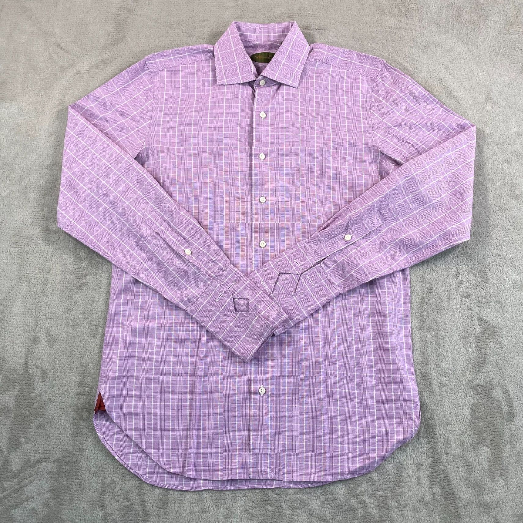Phineas Cole Phineas Cole Dress Shirt Men 15.5 Lavender Glen Check Designer Made in Canada Size 42R - 3 Thumbnail