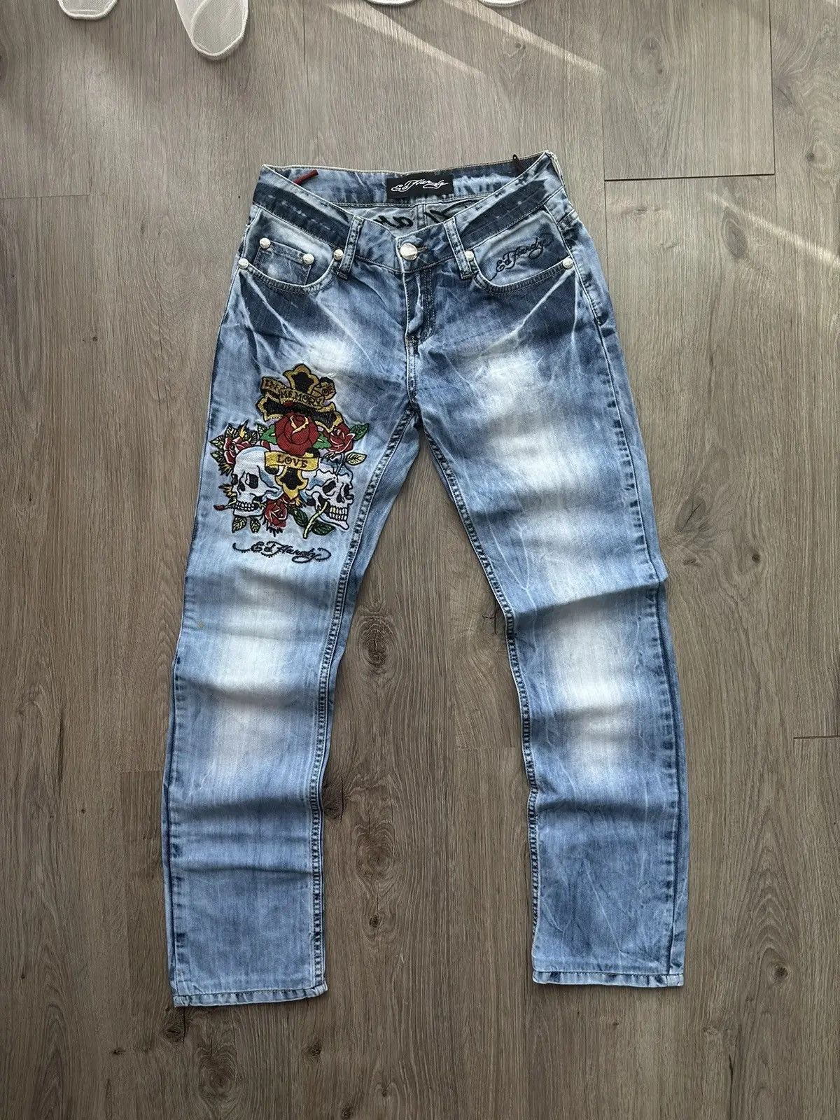 Christian Audigier × Ed Hardy × Vintage Vintage Ed Hardy Christian Audigier Denim Pants Size US 27 - 9 Thumbnail