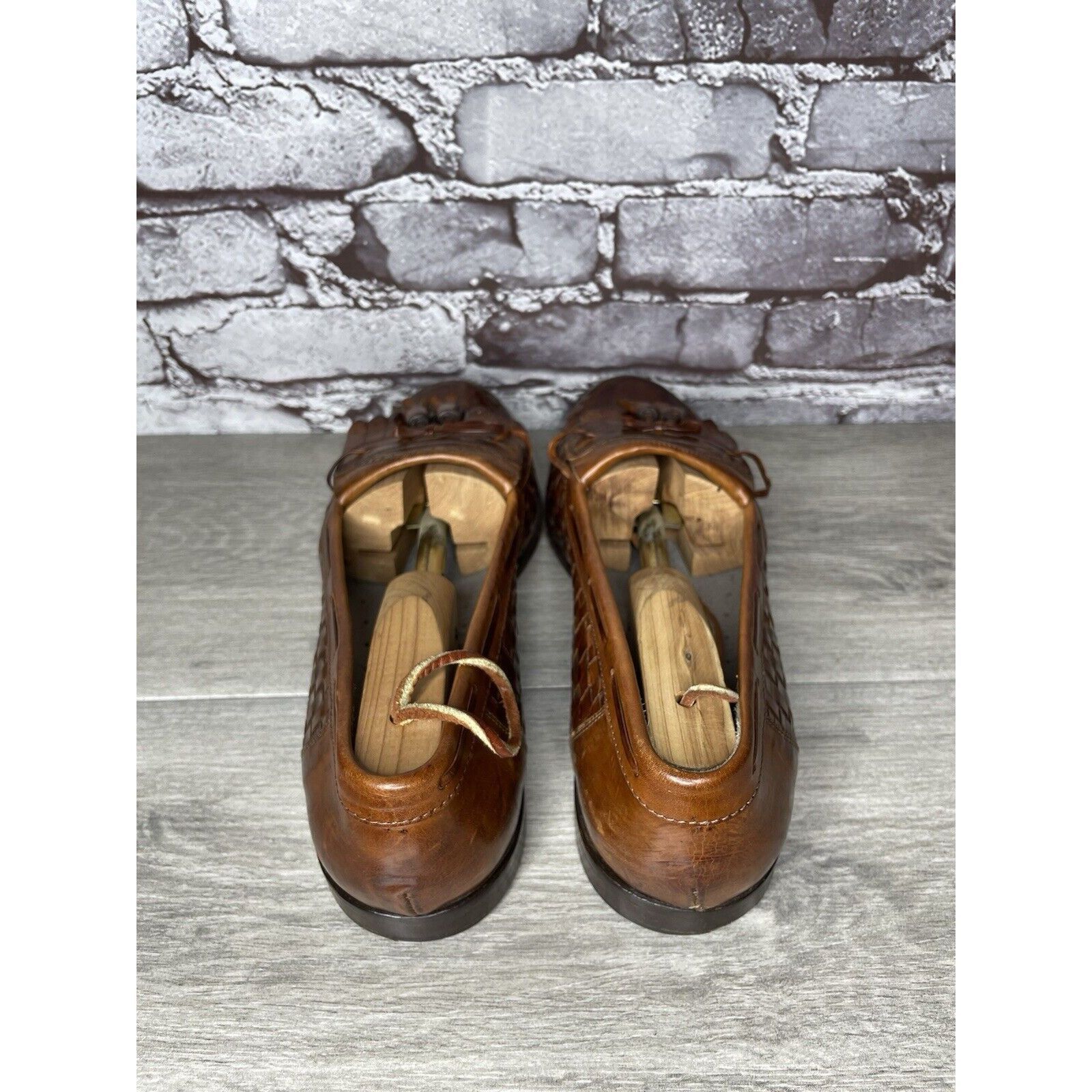 Johnston & Murphy Johnston & Murphy Brown Leather Woven Kiltie Tassel Loafers Size US 12 / EU 45 - 20 Thumbnail