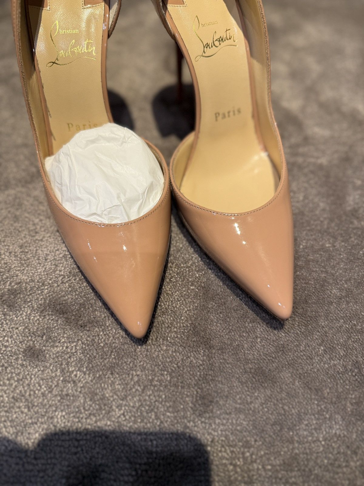 Christian Louboutin Christian Louboutin Iriza 100mm patent nude pumps Size US 7 / IT 37 - 3 Thumbnail
