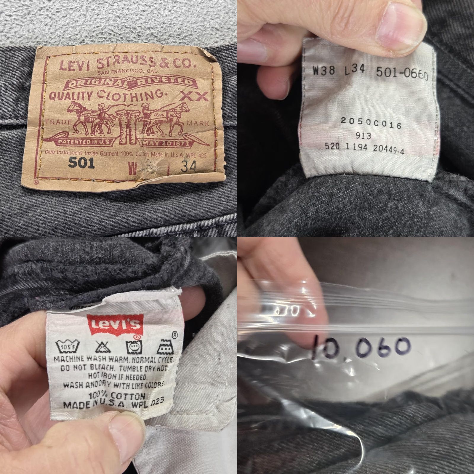 Levi's VINTAGE Levi's 501 Jeans Mens Black Regular Straight 36x31 Denim Charcoal Wash Distressed Pockets Logo USA USA Mens 501 Straight Jeans Black 36x31 Size US 36 / EU 52 - 10 Thumbnail