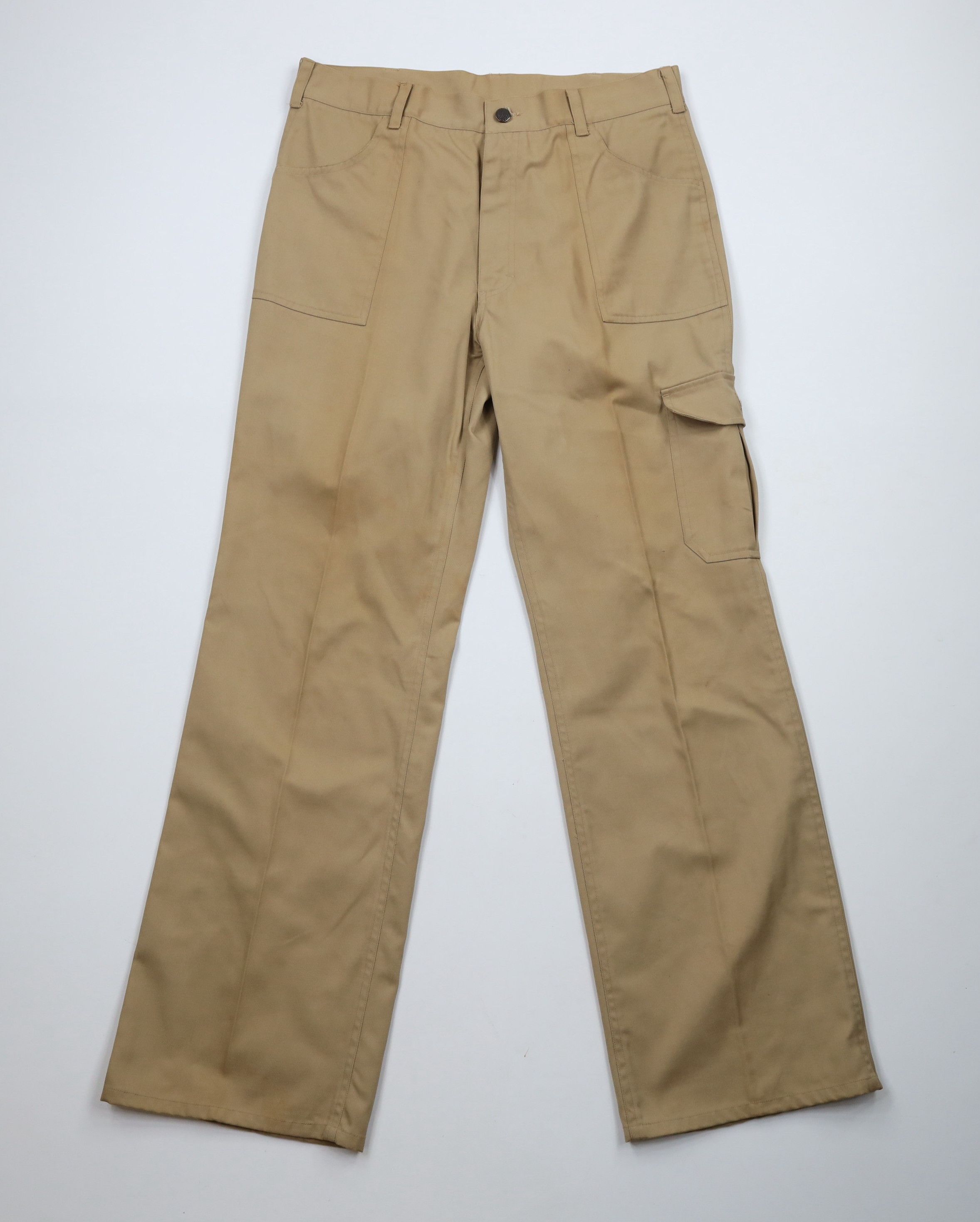 Vintage 70s Streetwear Wide Leg Bell Bottoms Pants Beige