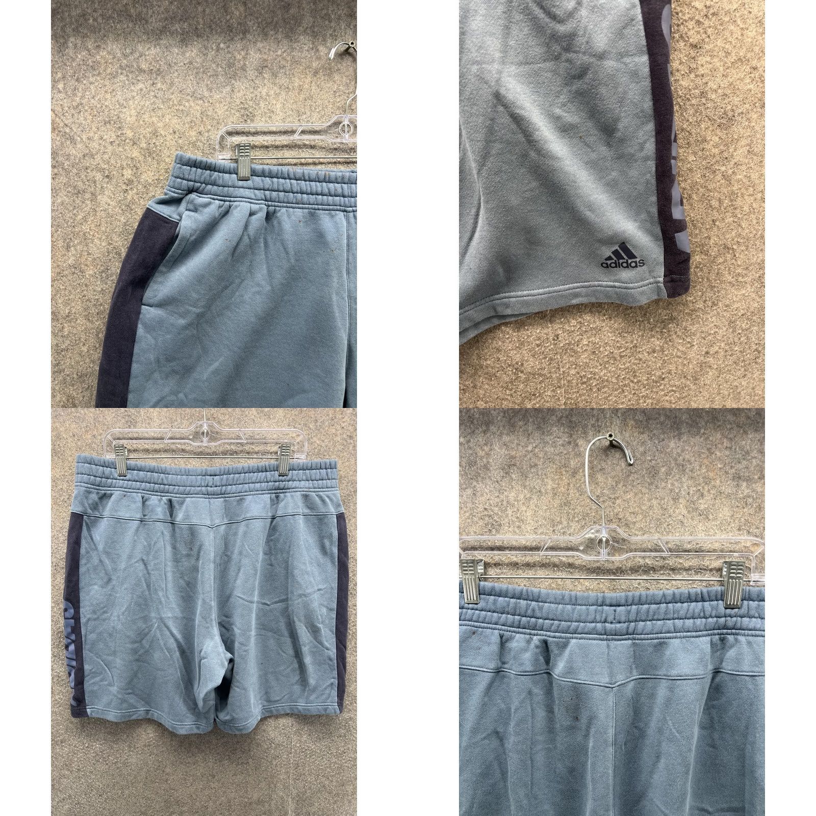 Adidas Adidas Sweat Shorts Mens XL Blue Navy Fleece Elastic Waist 8 Inseam Athletic Shorts Colorblock Pockets Casual Sportswear Size US 36 / EU 52 - 8 Thumbnail