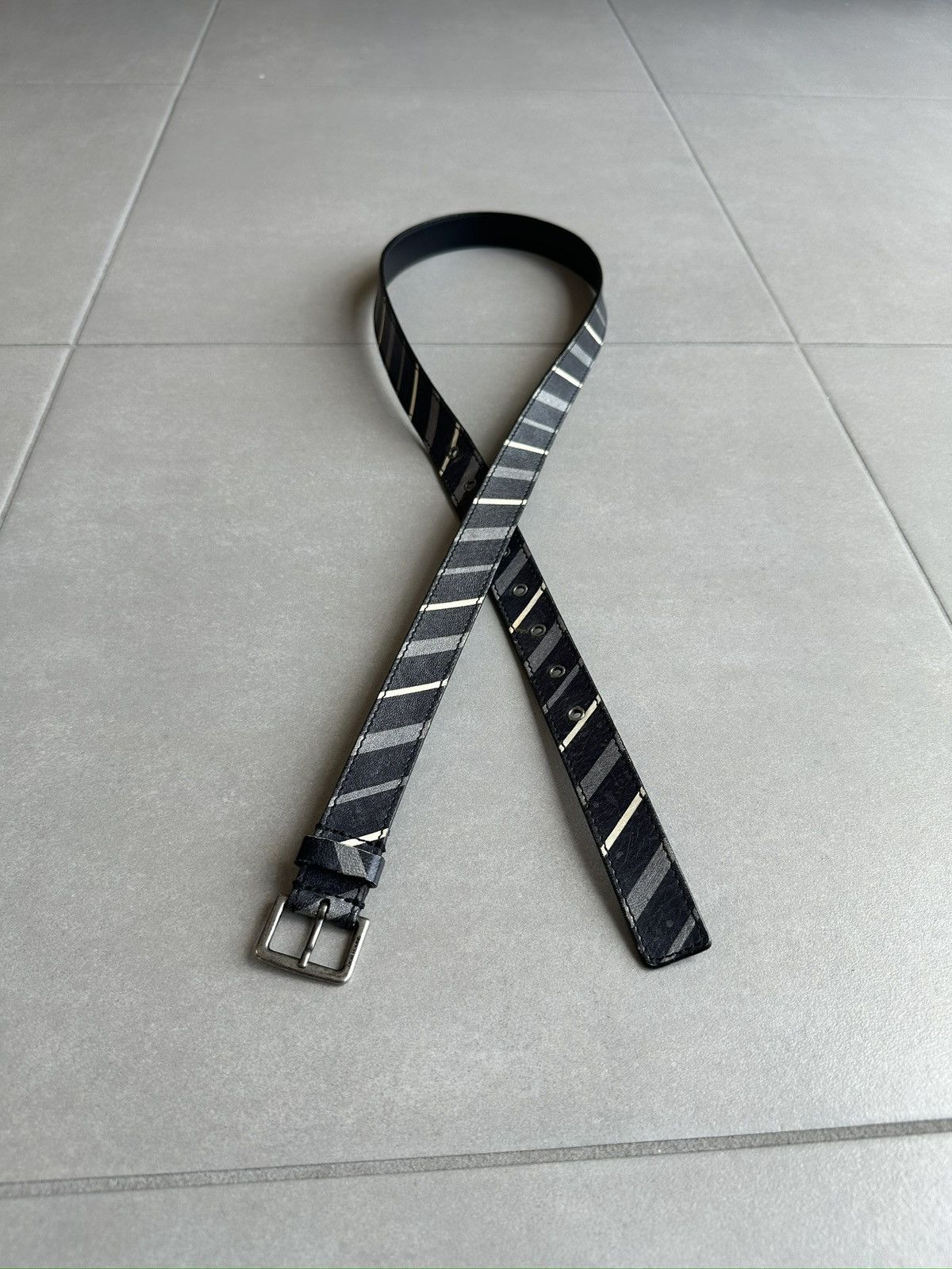 Dior × Hedi Slimane Dior Homme SS06 striped slim belt Size ONE SIZE - 2 Thumbnail