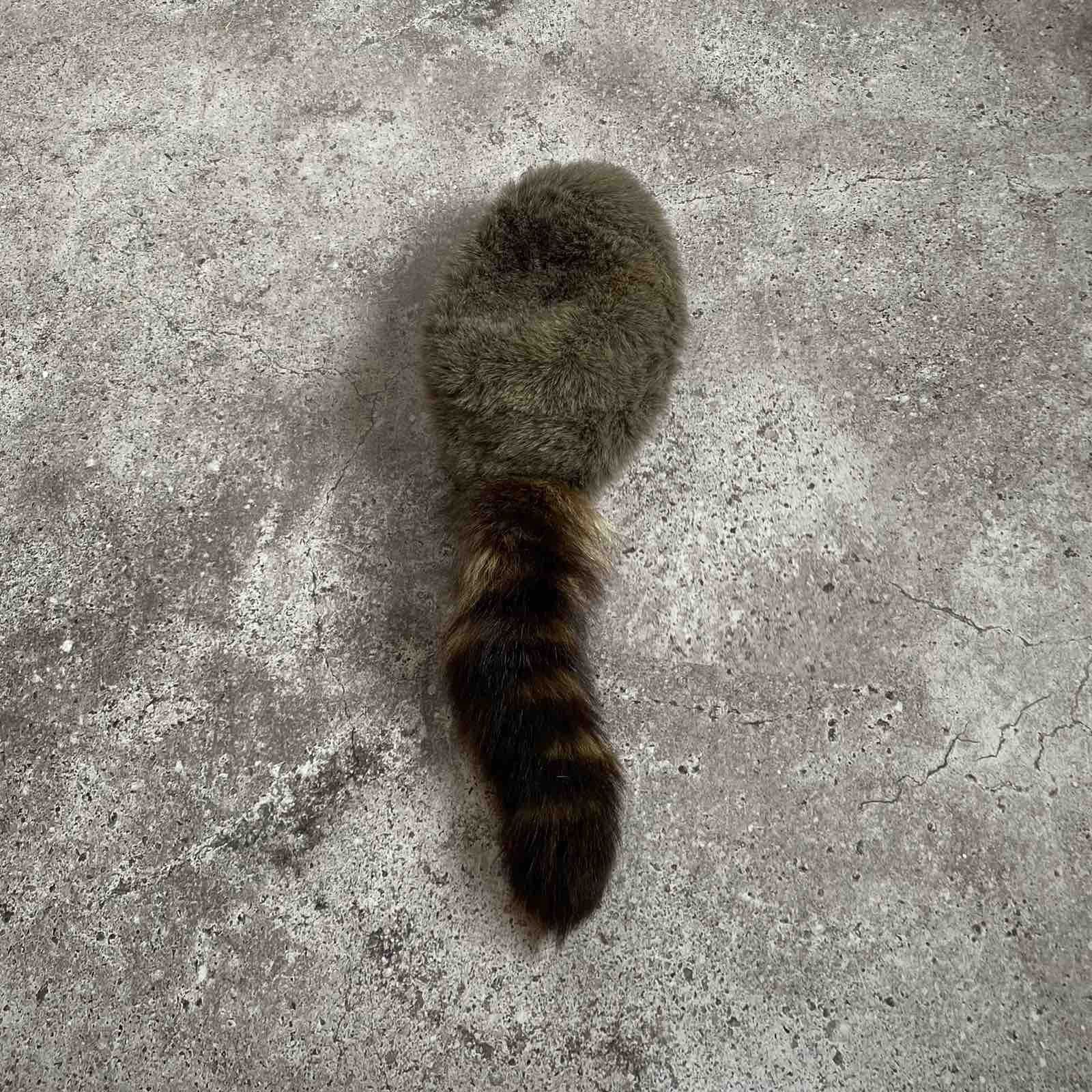 Vintage Vintage Davey Crocket Fur Hat Coonskin Tail Trapper Cap Fur Size ONE SIZE - 4 Thumbnail