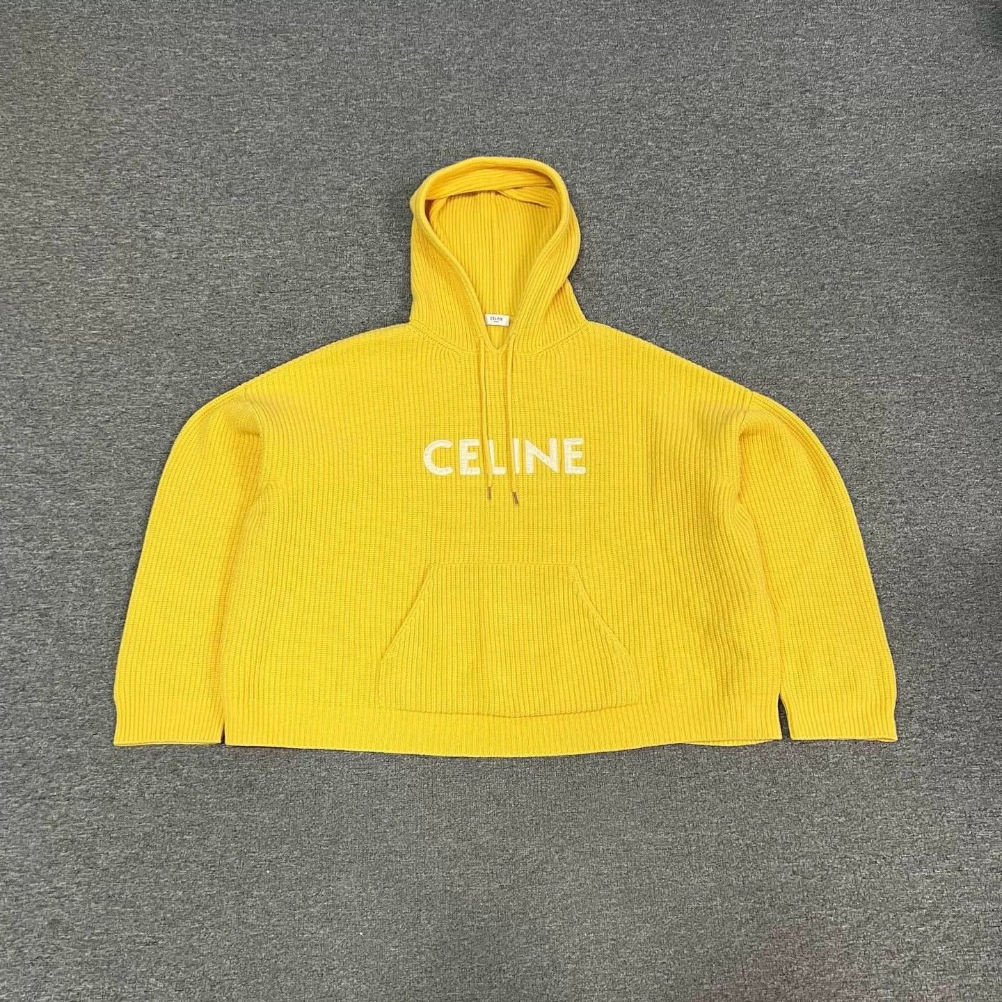 Celine Celine Logo Yellow Hooded Knit Size XXL / US 16-18 / IT 52-54 - 1 Thumbnail
