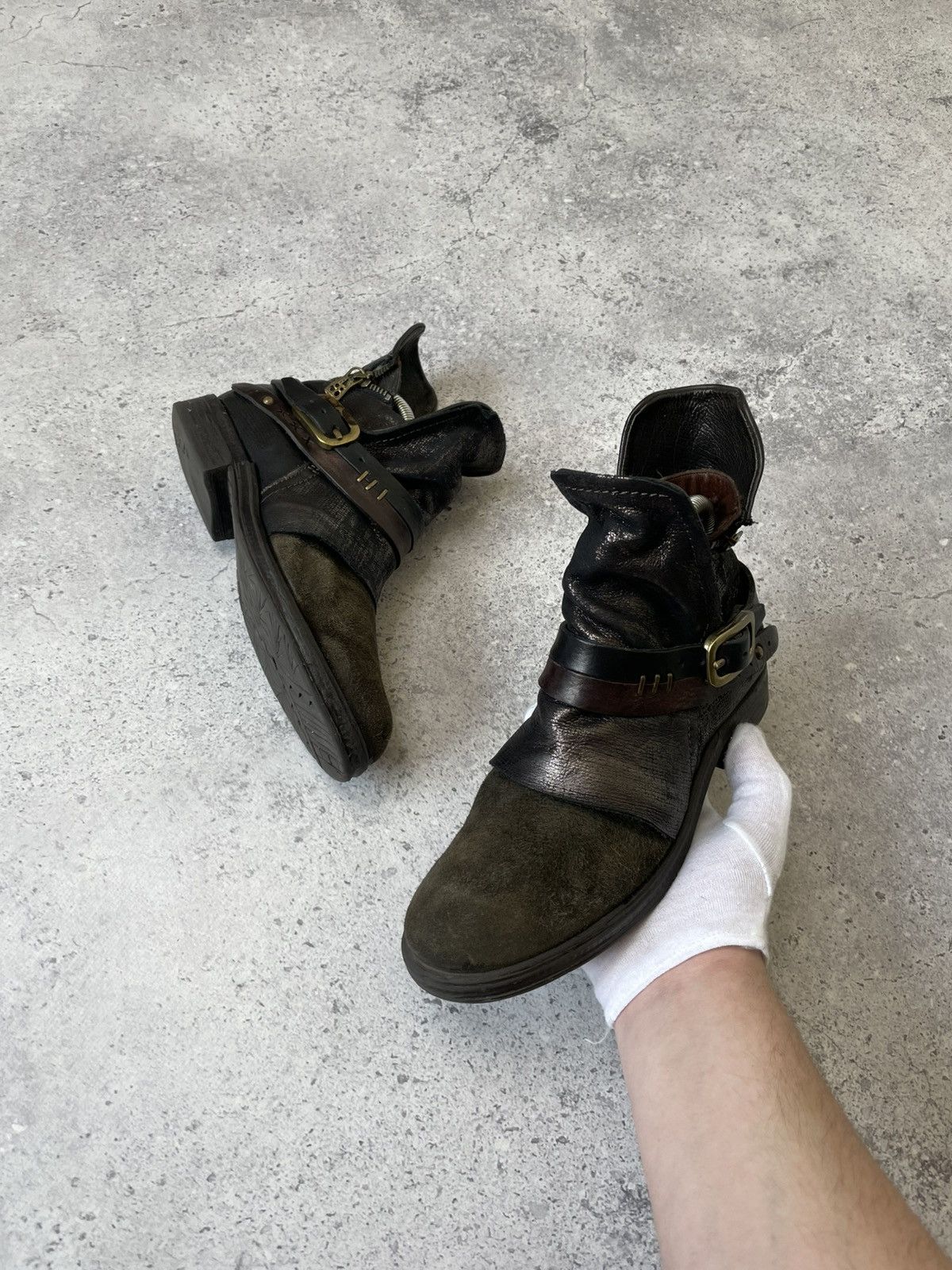 A.S.98 A.S 98 Leather Suede Boots Biker Gothic Avant Garde Zip Size US 7 / IT 37 - 2 Thumbnail