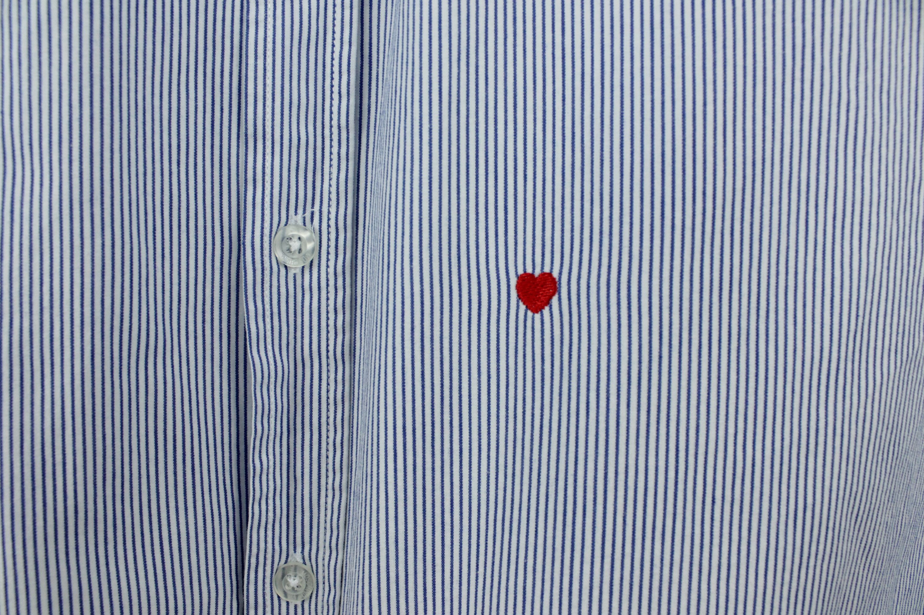 Moschino Moschino X1B Embroidered Heart Striped Formal Men's Shirt Size US L / EU 52-54 / 3 - 5 Thumbnail