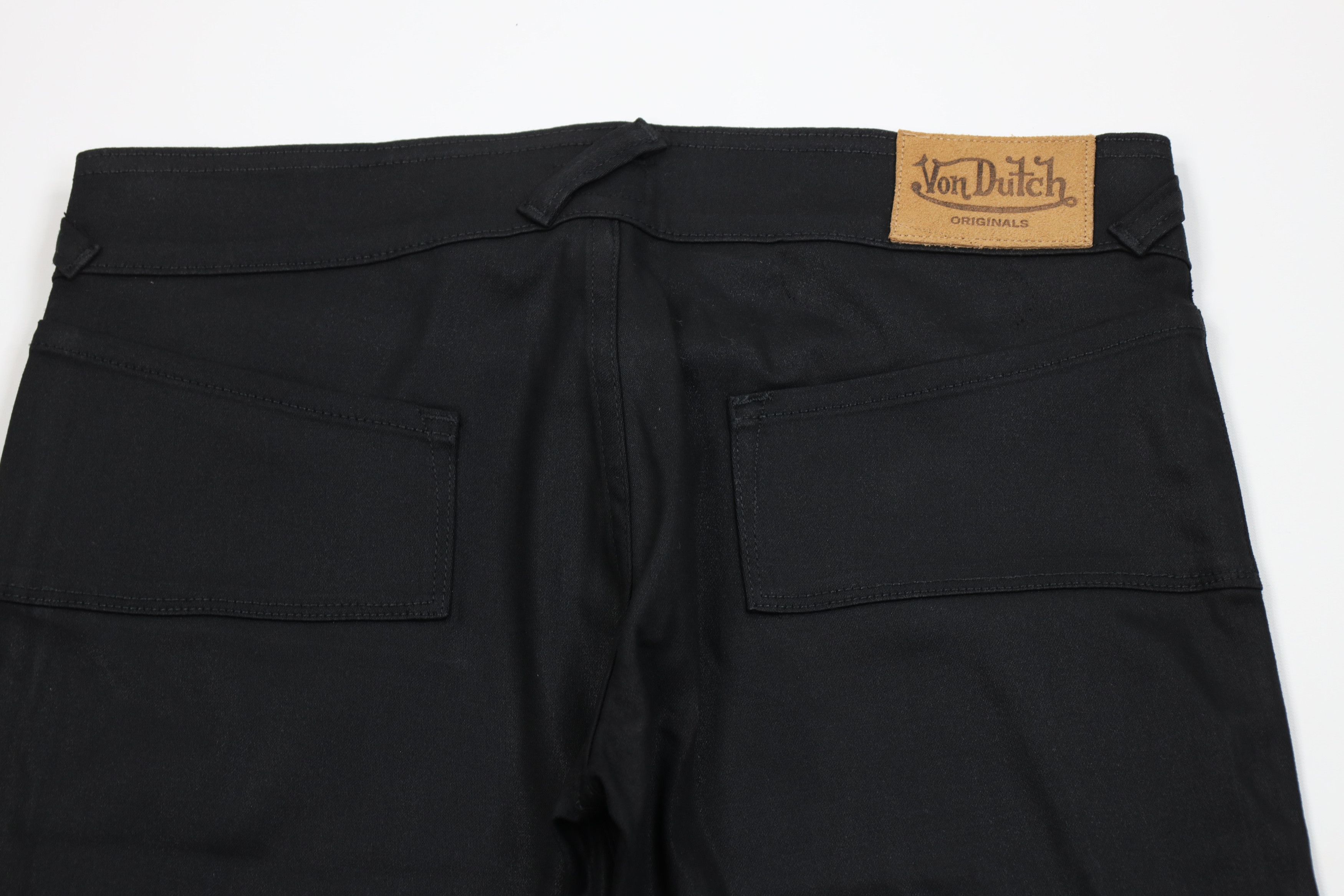 Von Dutch Vintage 90s Y2K Von Dutch Flared Wide Leg Pants Black USA Size 31" - 10 Thumbnail