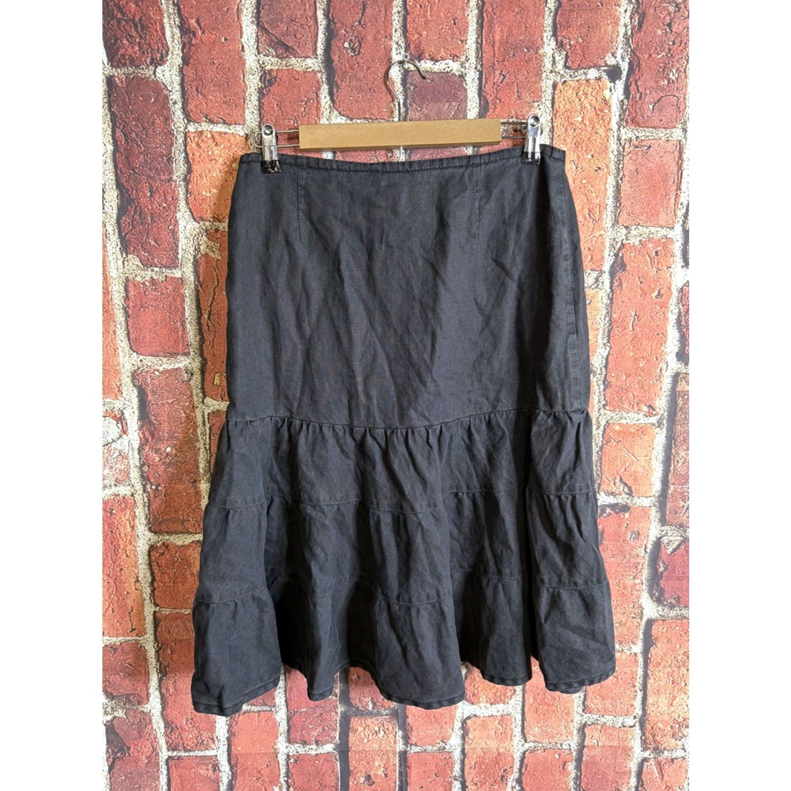 Gap VTG Gap Skirt Women Regular Size 6 Black Linen Wool A-Line Long Solid Size 28" / US 6 / IT 42 - 3 Thumbnail