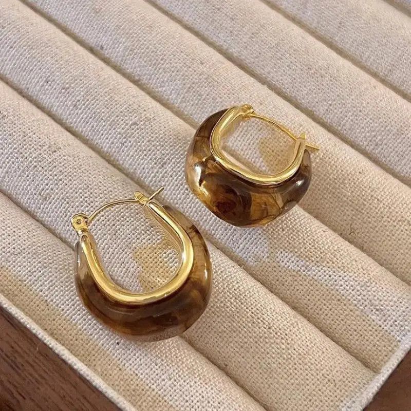 Other Simple Geometric Brown Hoop Earrings Size ONE SIZE - 1 Thumbnail