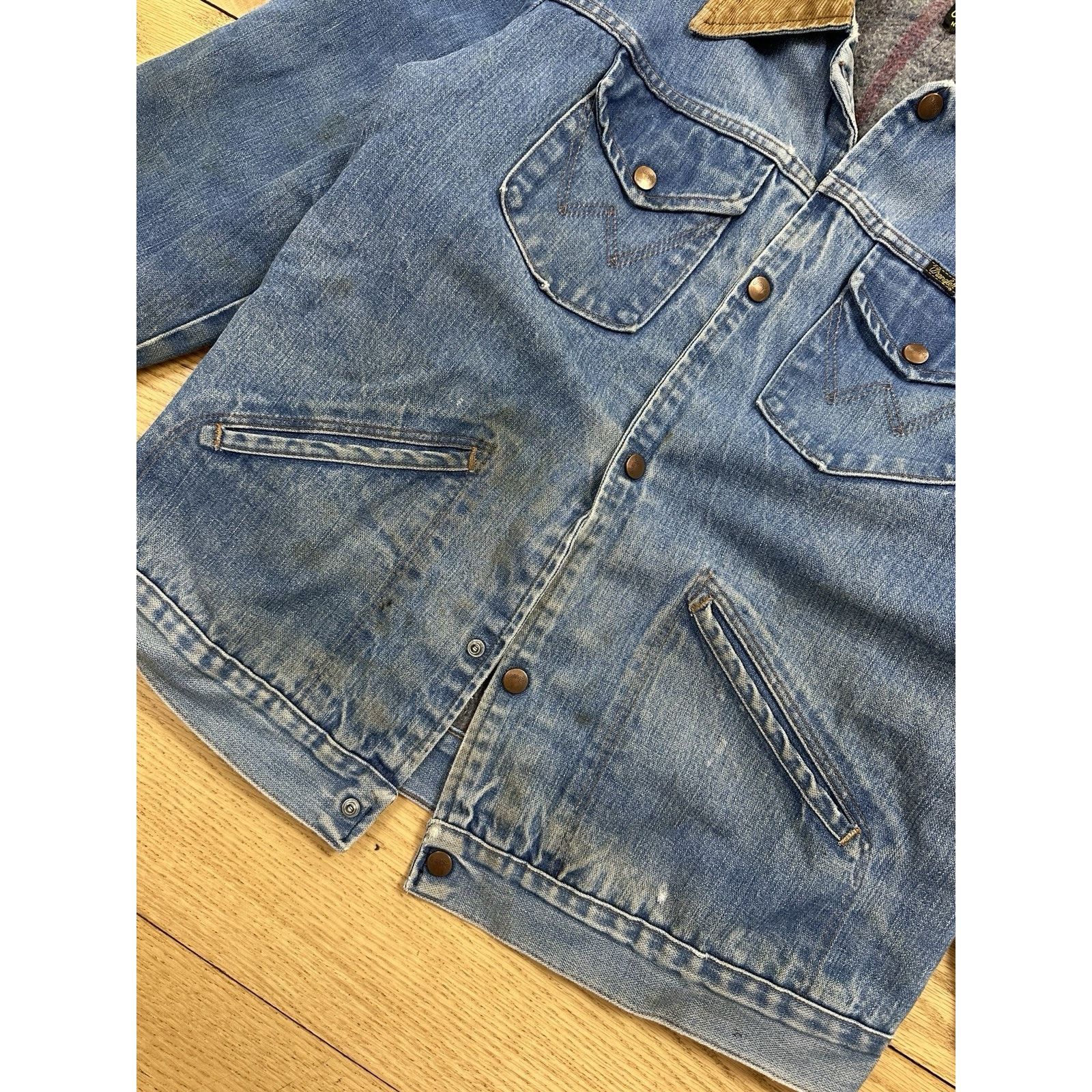 Vintage × Wrangler Vintage 70s Wrangler No Fault Denim Blanket Lined Jacket Size US L / EU 52-54 / 3 - 3 Thumbnail