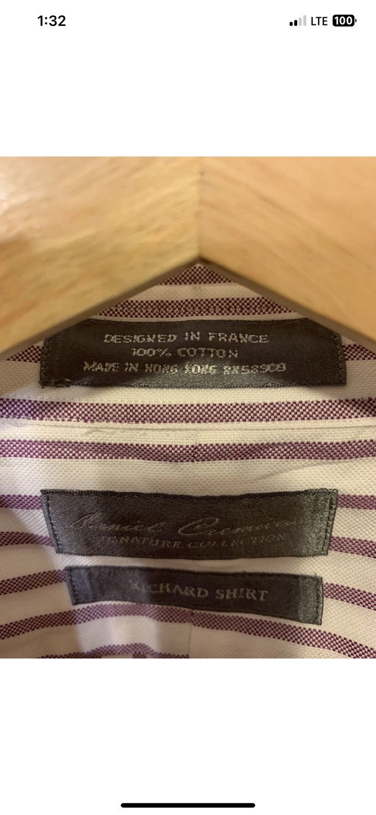 Daniel Cremieux Daniel Cremieux mens sz 17.5 XL button shirt purple striped Size US XL / EU 56 / 4 - 5 Thumbnail