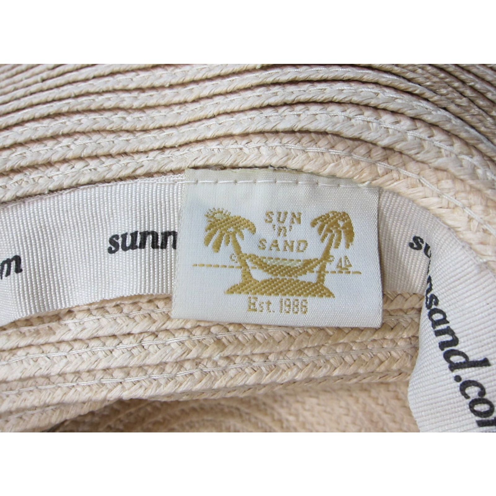 Vintage Sun N Sand Packable Wide Brim Tan Paper Weave Scarf Covered Beach Sun Hat Womens Adult M Brown Size ONE SIZE - 8 Thumbnail
