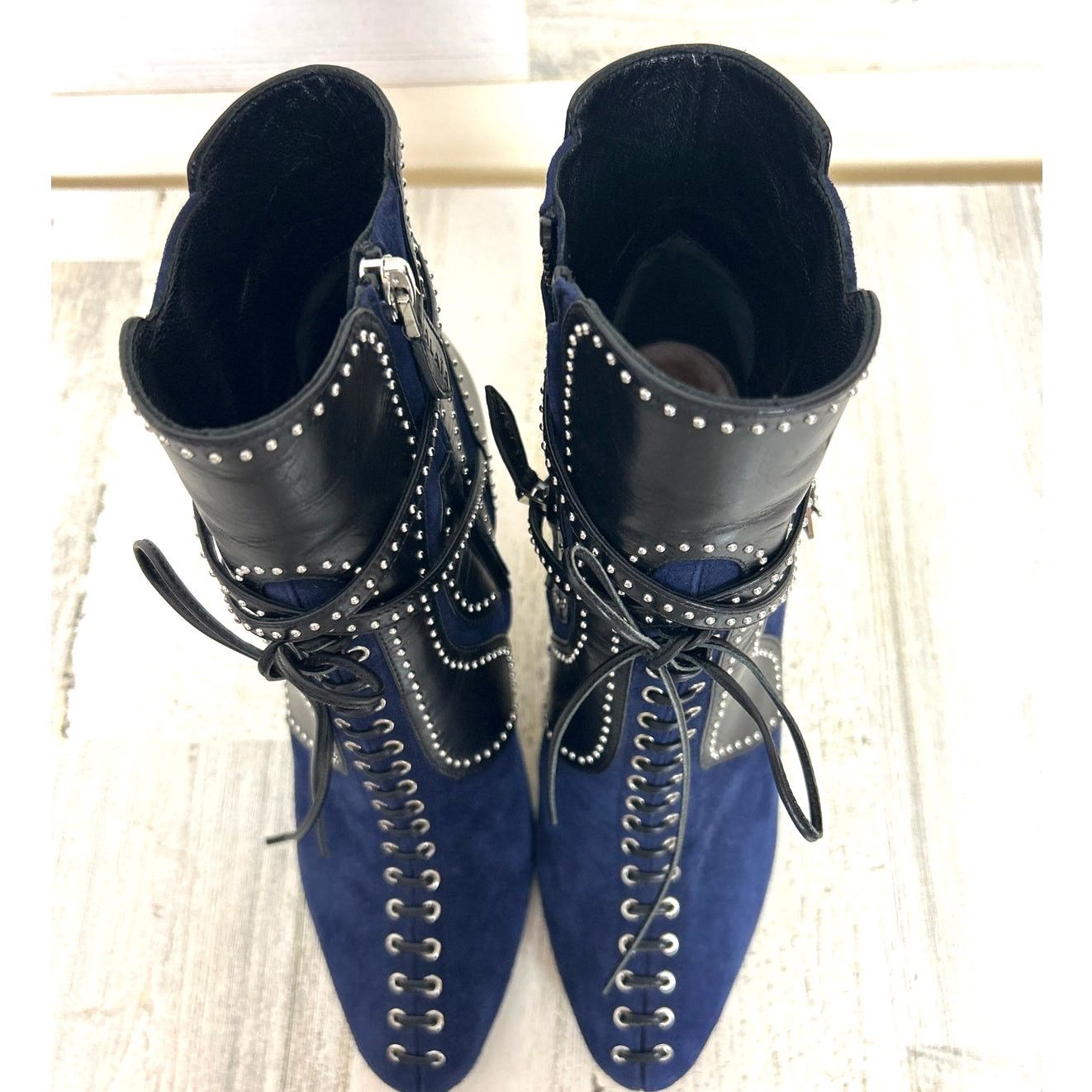 Alaia Alaia Paris womens 8 blue suede black leather ankle boot Size US 8 / IT 38 - 3 Thumbnail