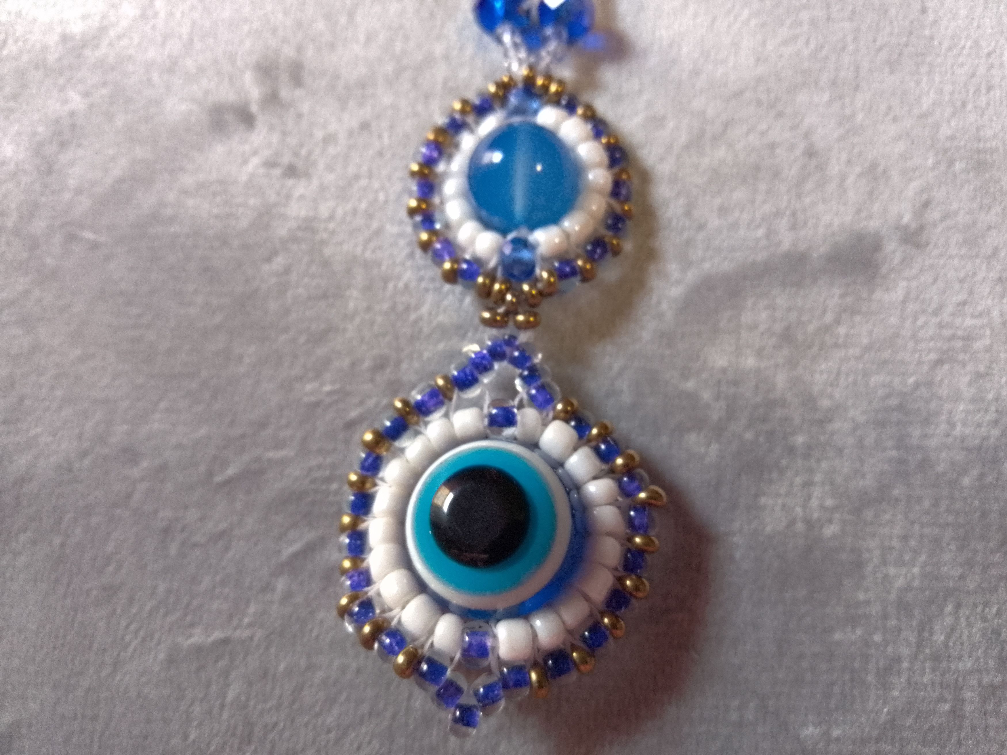 Handmade Talisman Necklaces eye of Nazar pendant Agate gemstones Size ONE SIZE - 2 Thumbnail