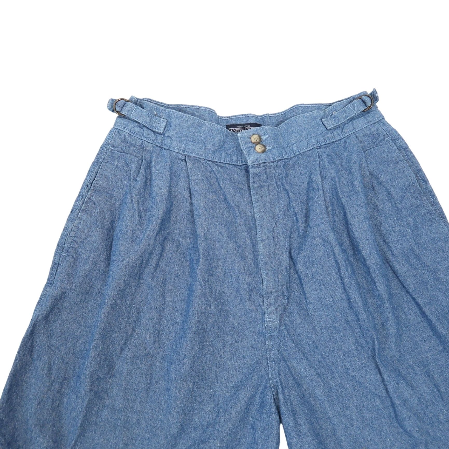 Lands' End VINTAGE Lands' End 90s Blue Denim High Rise Pleat Front Jean Shorts 30" (Womens) Size 36" / US 14 / IT 50 - 2 Thumbnail