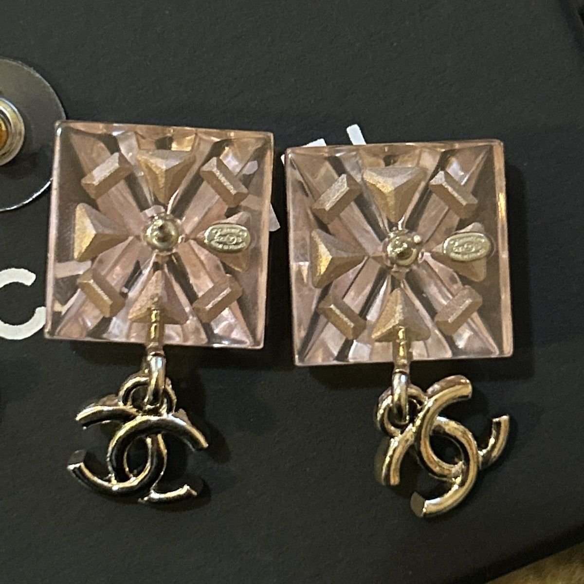 Chanel Chanel Resin Square Logo Earrings Size ONE SIZE - 3 Thumbnail