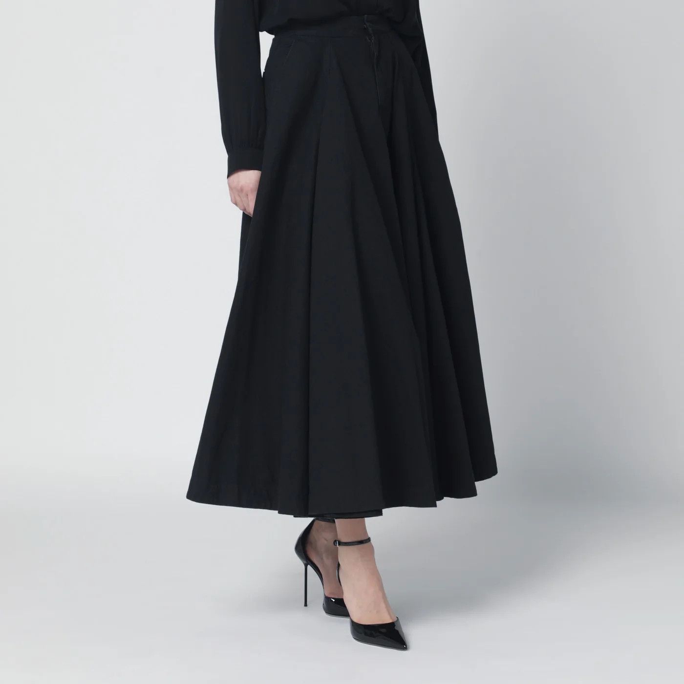 Balenciaga o1d2blof0426 Cotton Ripstop Maxi Skirt in Black Size 28" / US 6 / IT 42 - 2 Thumbnail