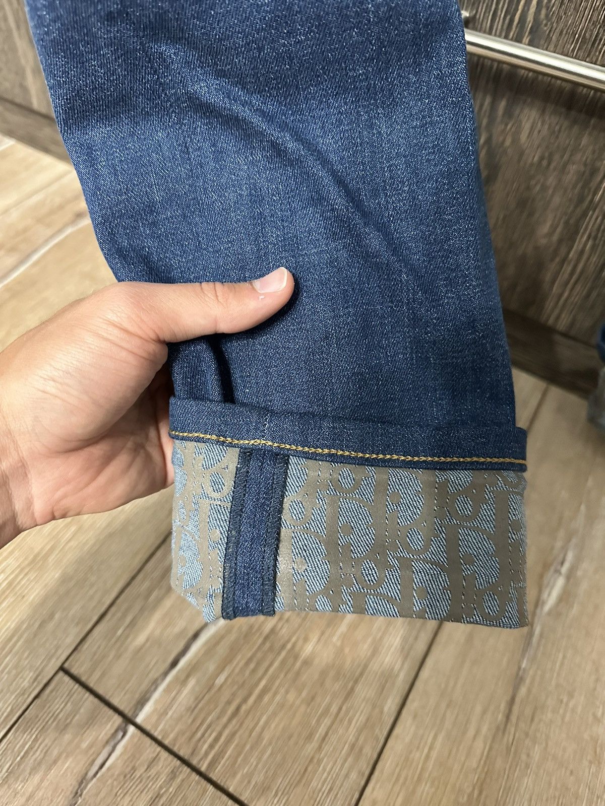 Dior Oblique Cuff Denim Jeans Slim 17.5