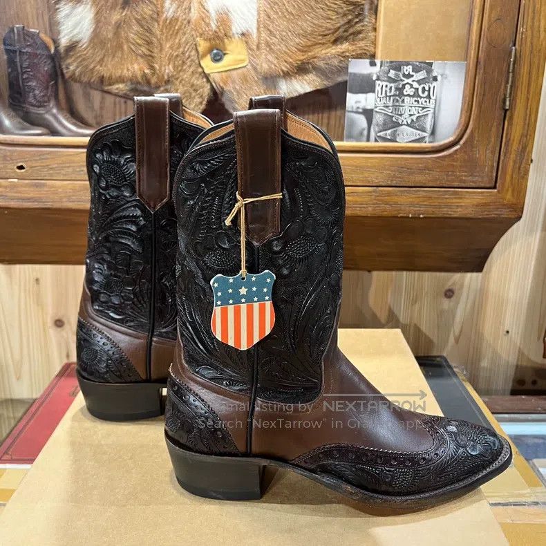 RRL Ralph Lauren RRL Ralph Lauren Carved Western Cowboy Boots Size US 8 / EU 41 - 2 Thumbnail